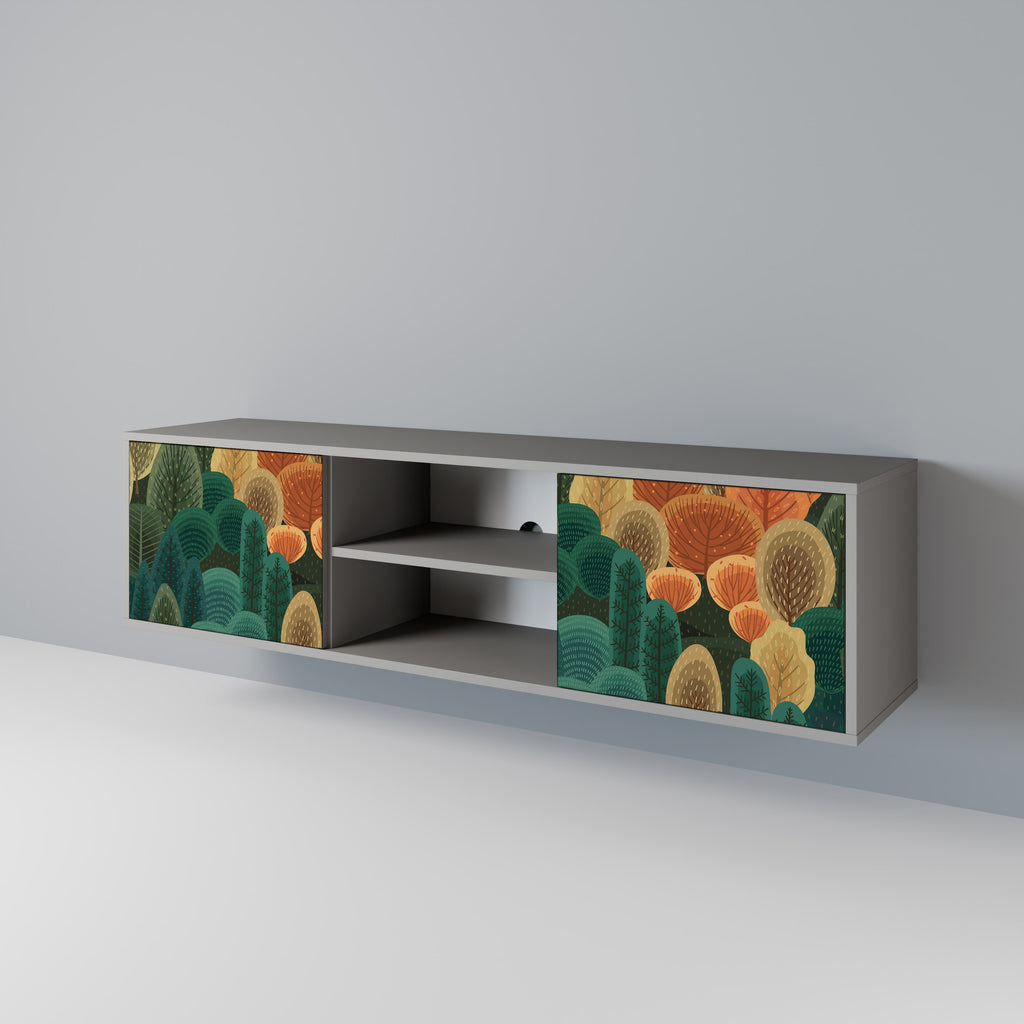 AUTUMN KALEIDOSCOPE 2-Door TV Stand in Grey Finish