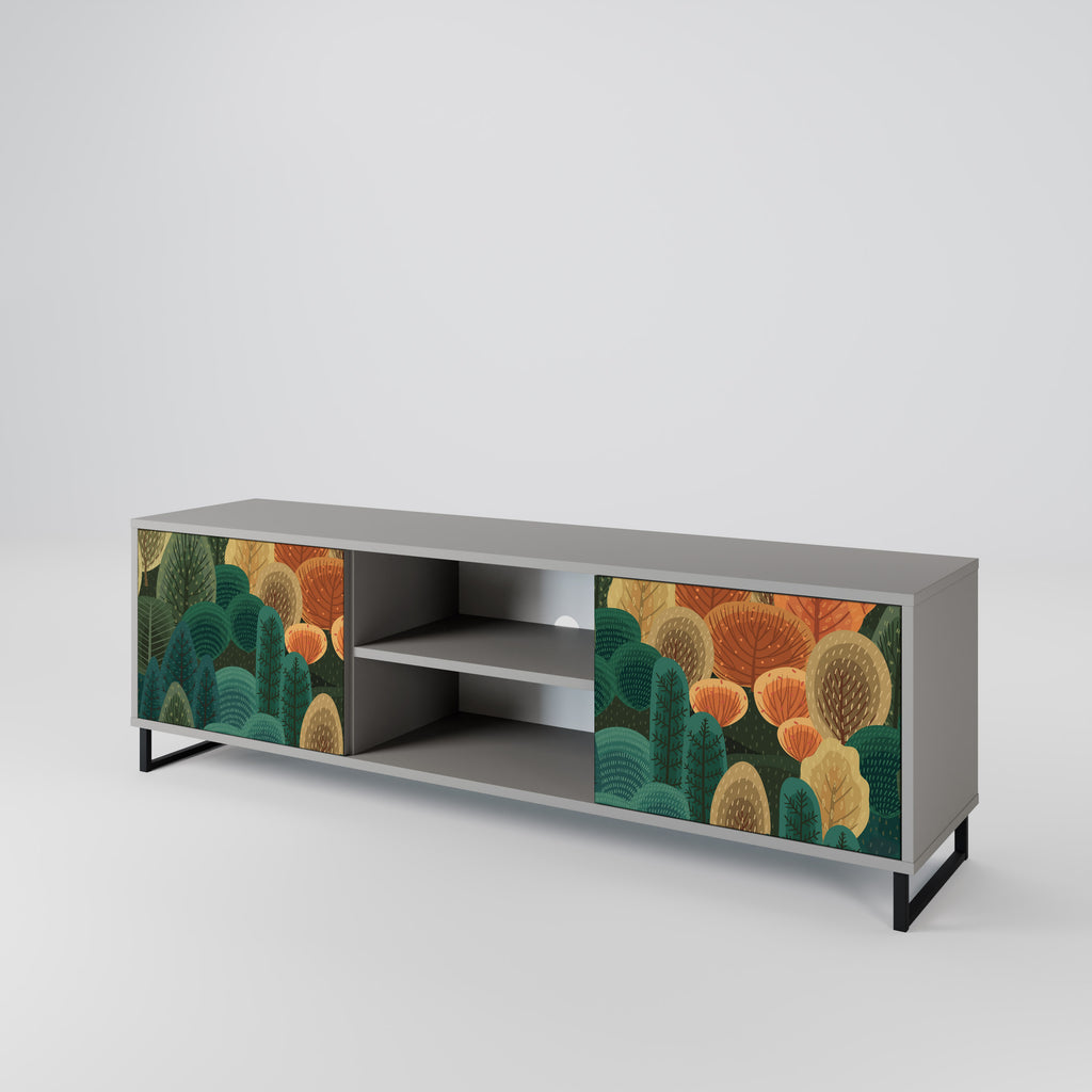AUTUMN KALEIDOSCOPE 2-Door TV Stand in Grey Finish