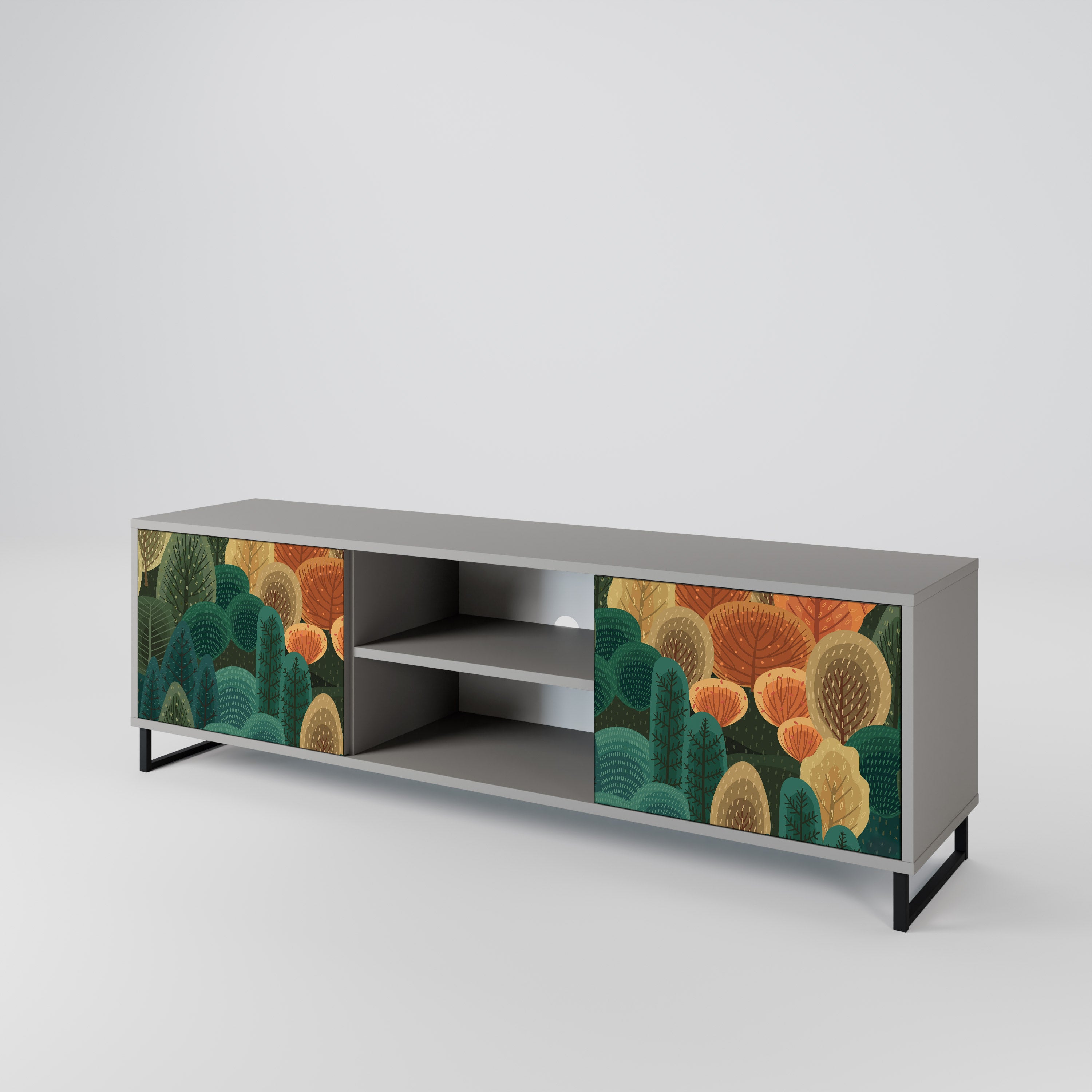 AUTUMN KALEIDOSCOPE 2-Door TV Stand in Grey Finish