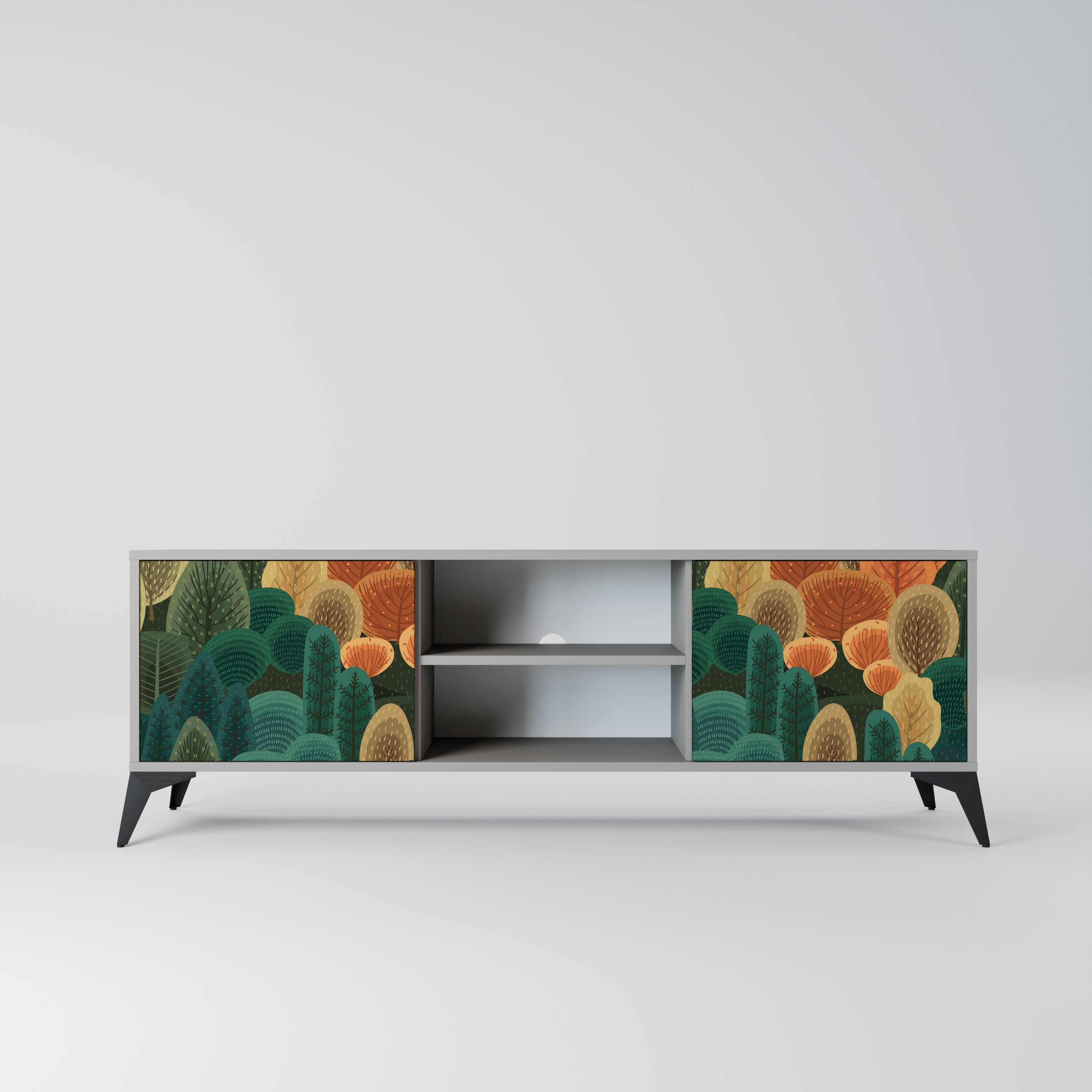 AUTUMN KALEIDOSCOPE 2-Door TV Stand in Grey Finish