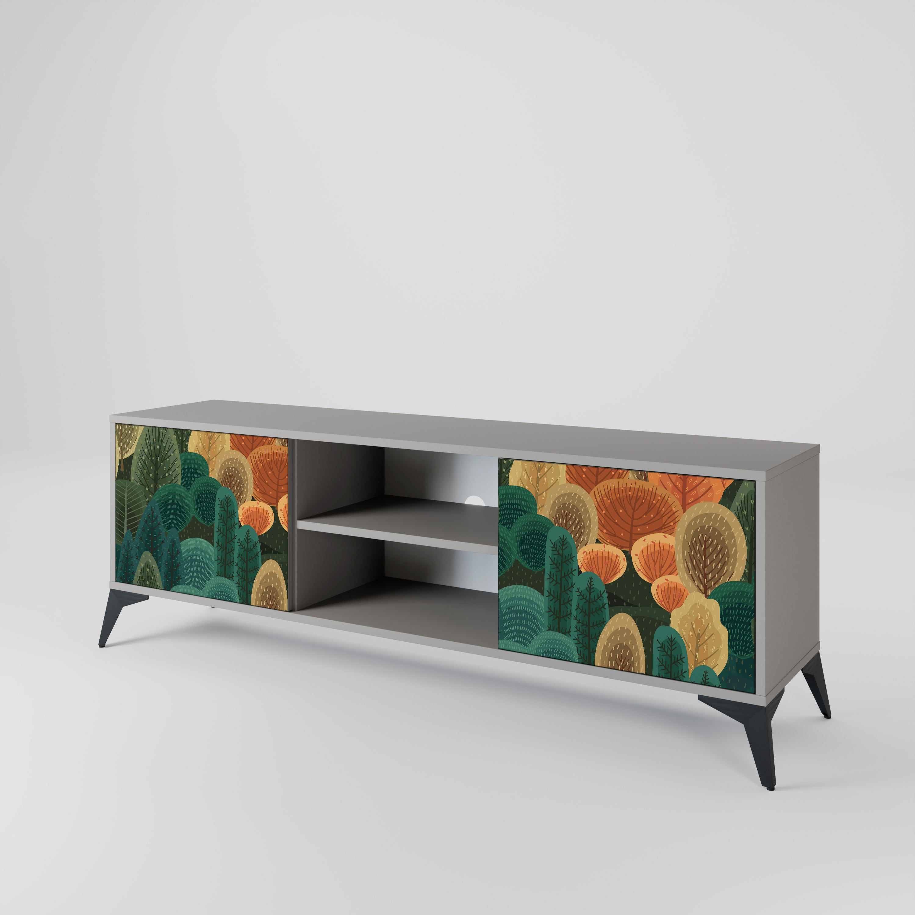AUTUMN KALEIDOSCOPE 2-Door TV Stand in Grey Finish