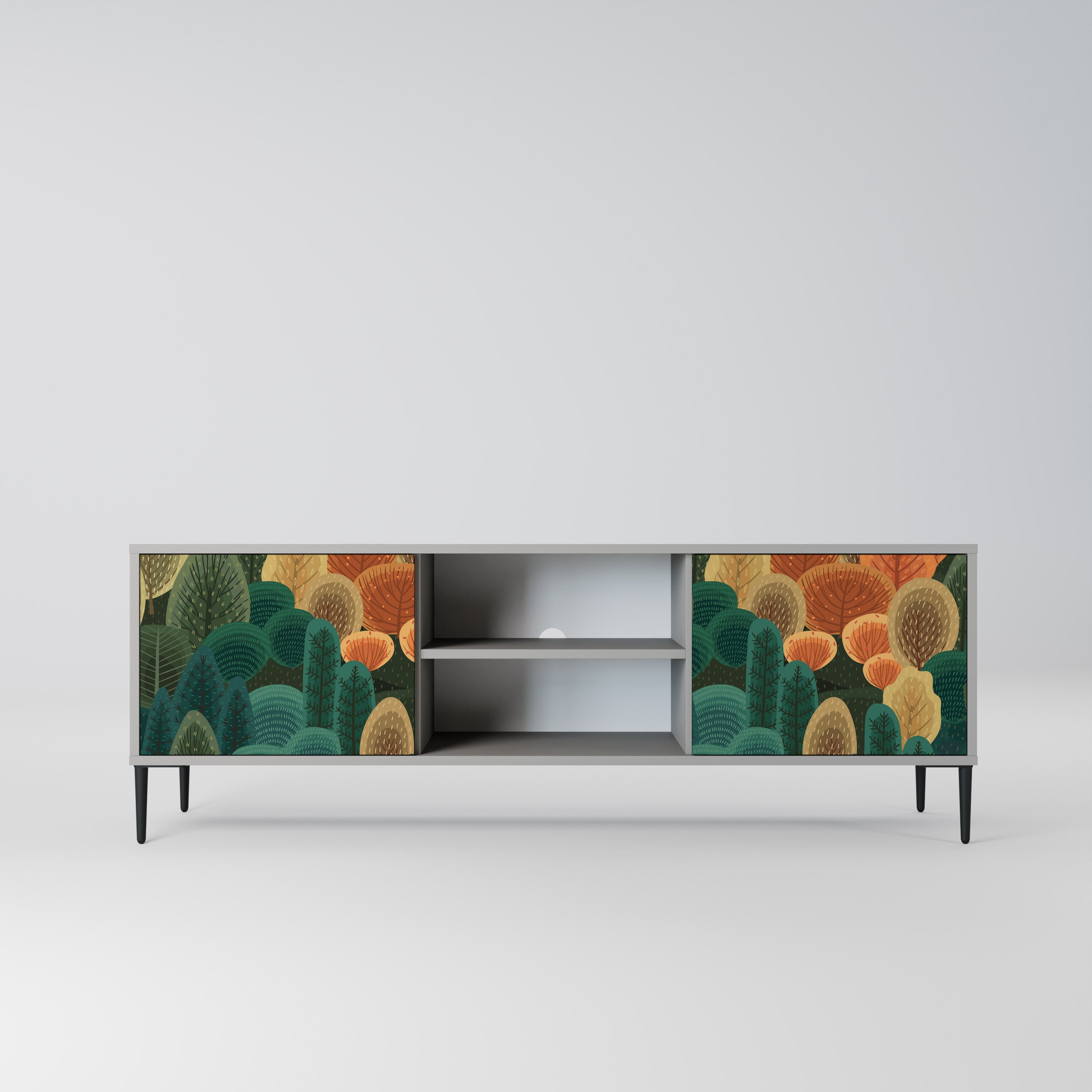 AUTUMN KALEIDOSCOPE 2-Door TV Stand in Grey Finish