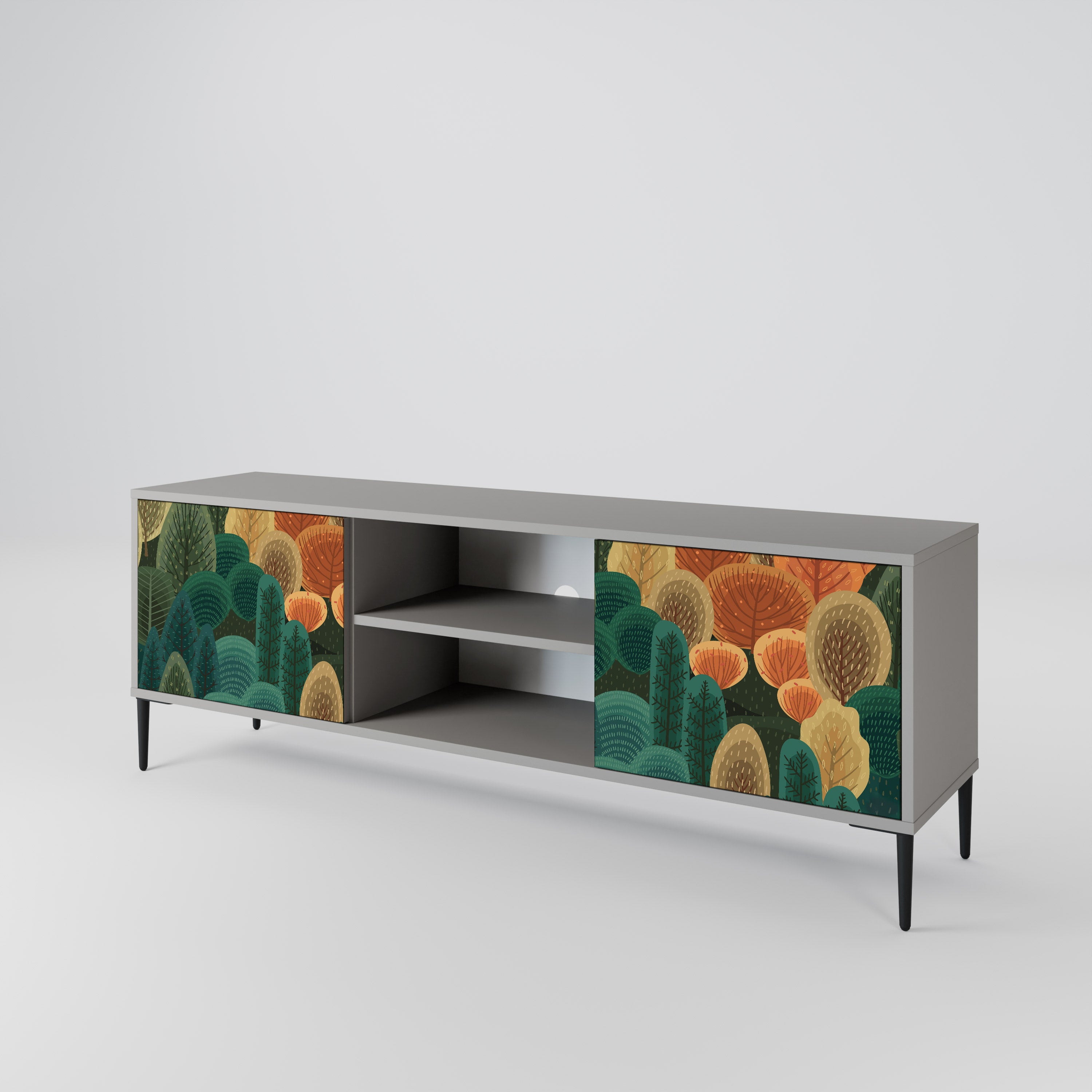 AUTUMN KALEIDOSCOPE 2-Door TV Stand in Grey Finish