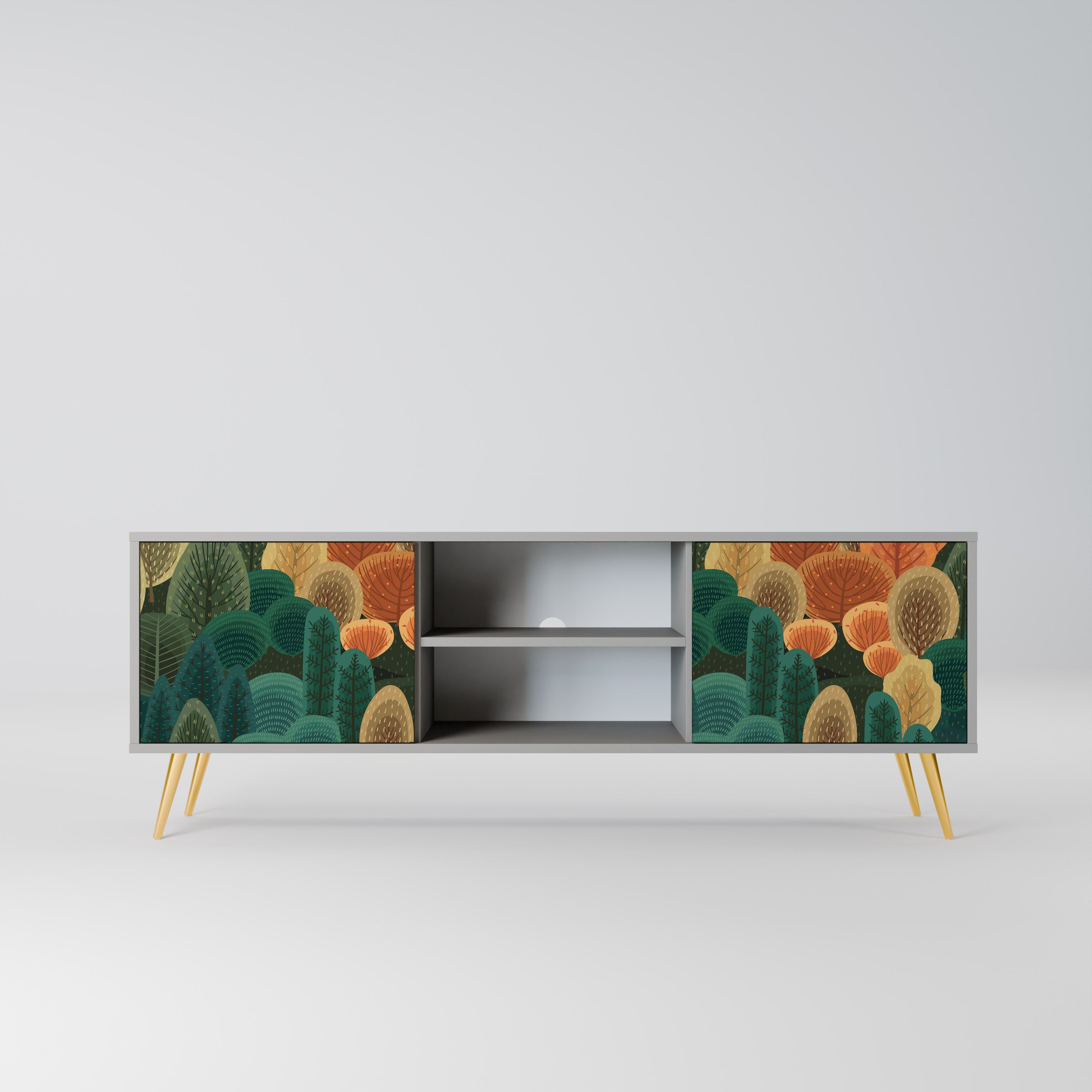 AUTUMN KALEIDOSCOPE 2-Door TV Stand in Grey Finish