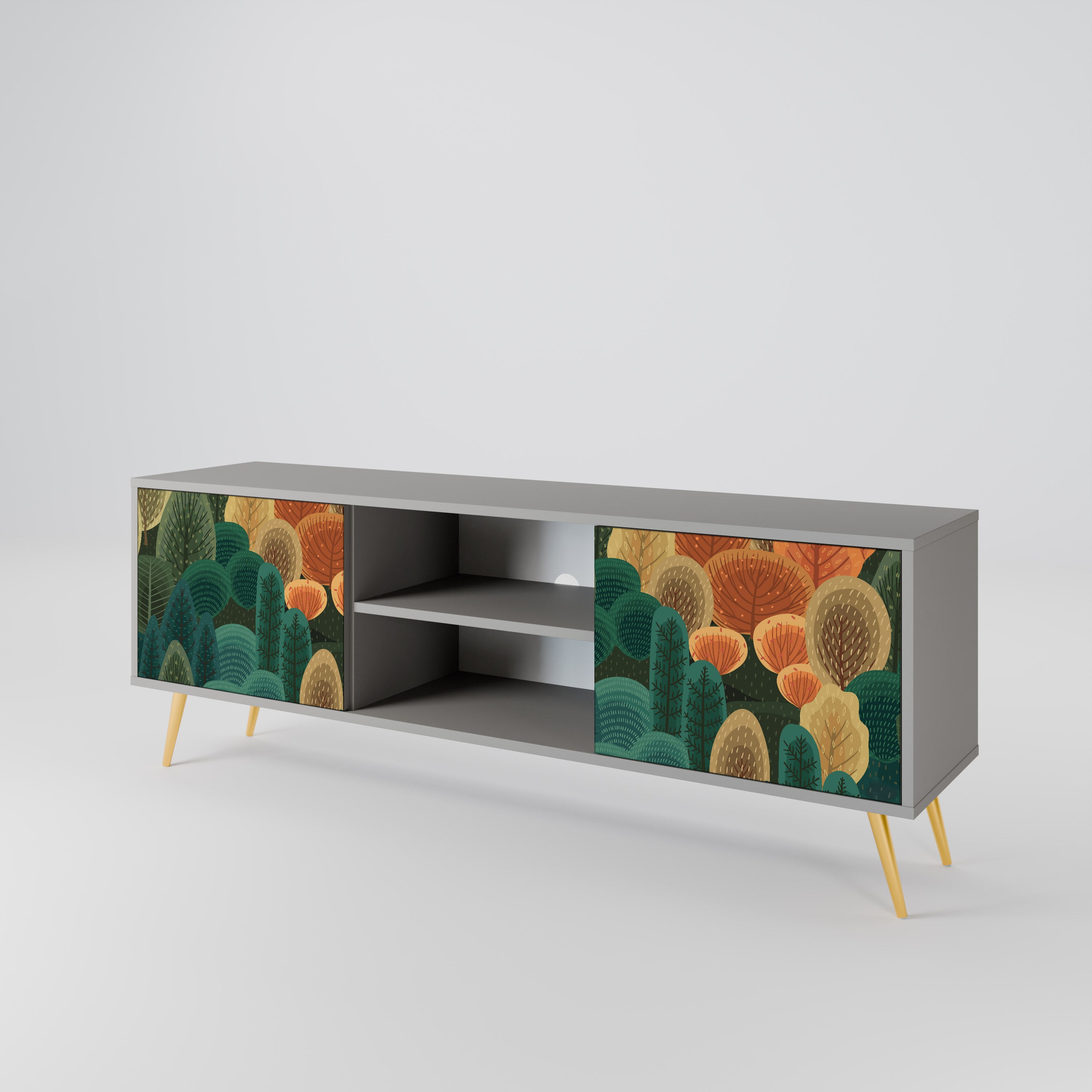 AUTUMN KALEIDOSCOPE 2-Door TV Stand in Grey Finish