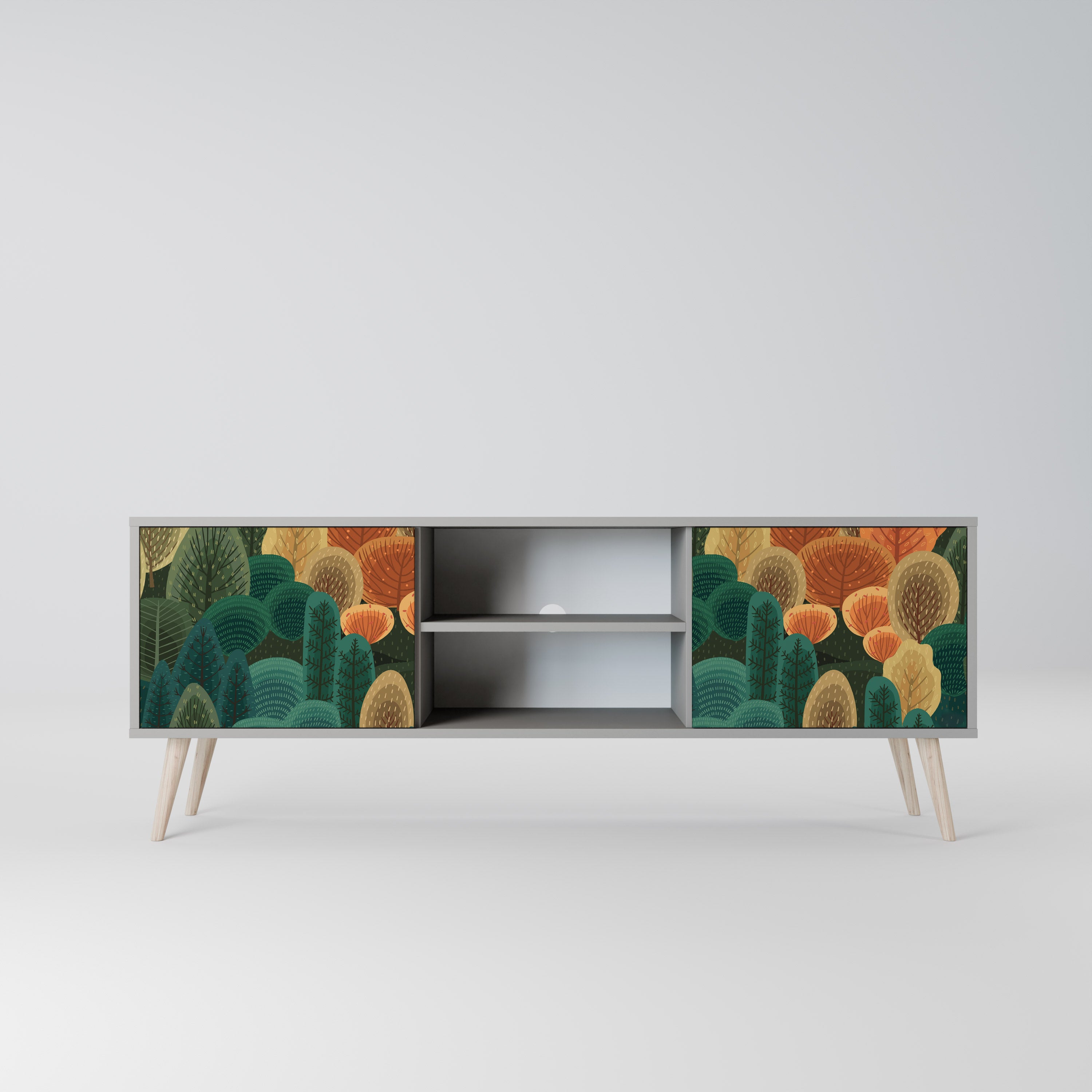 AUTUMN KALEIDOSCOPE 2-Door TV Stand in Grey Finish
