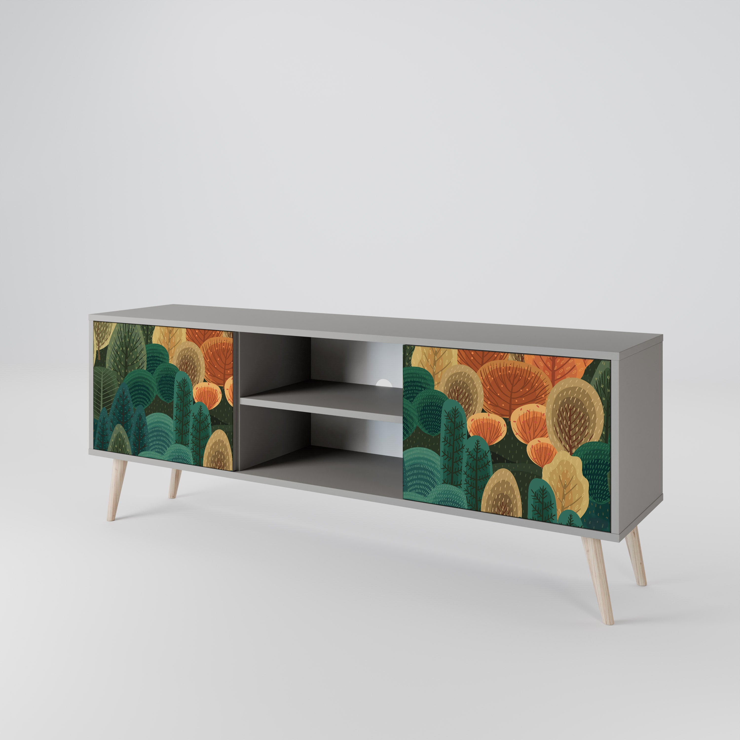 AUTUMN KALEIDOSCOPE 2-Door TV Stand in Grey Finish