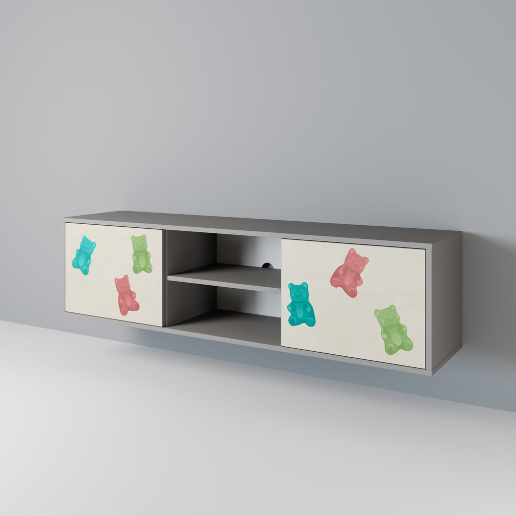GUMMY BEARS 2-Door TV Stand in Grey Finish