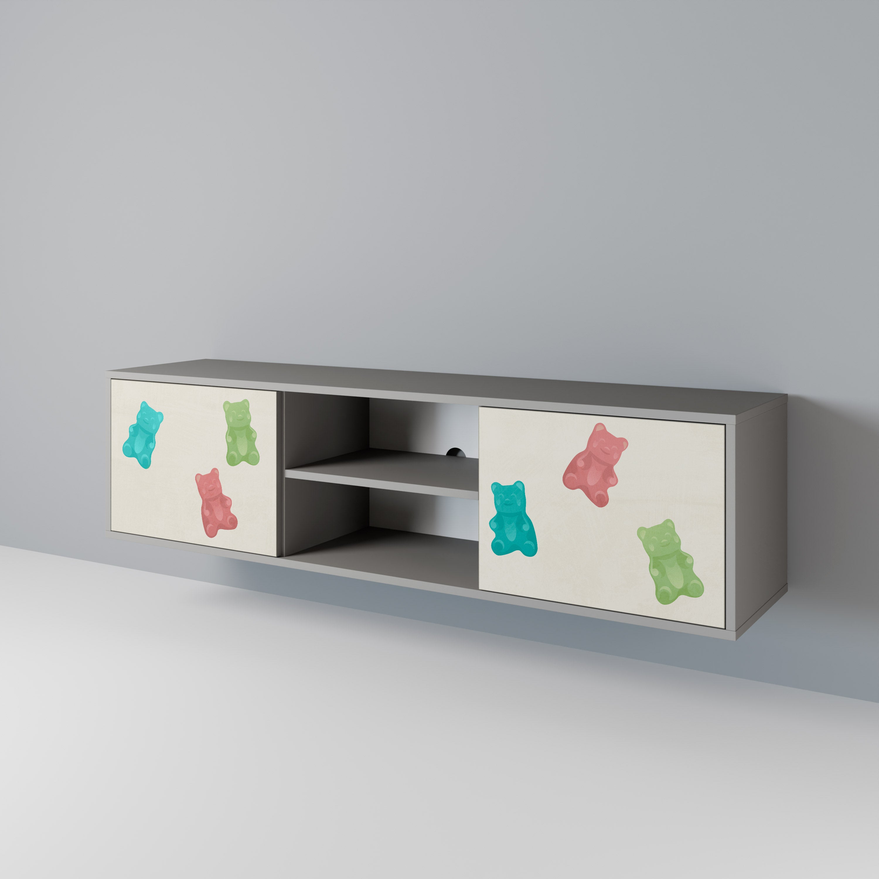GUMMY BEARS 2-Door TV Stand in Grey Finish