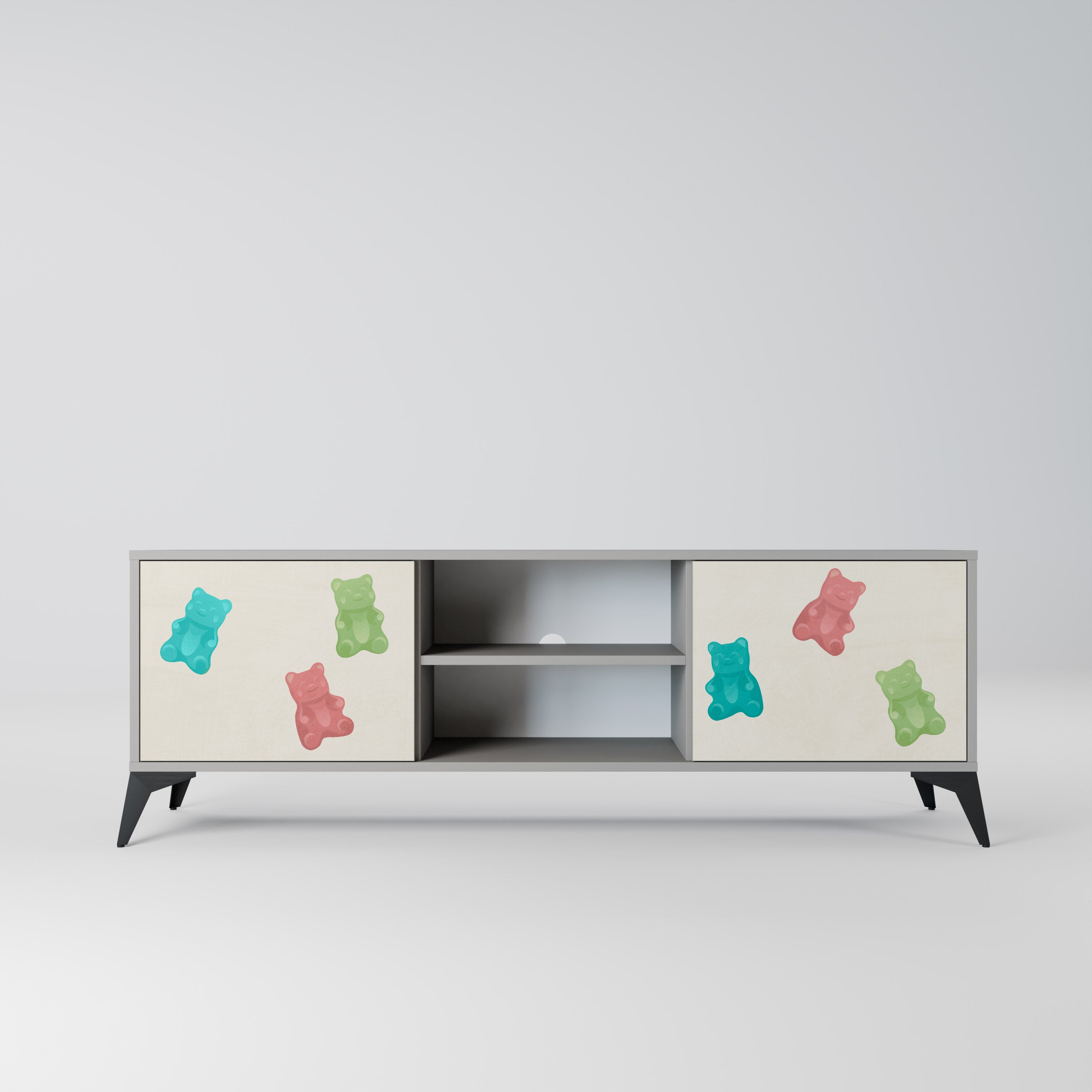 GUMMY BEARS 2-Door TV Stand in Grey Finish