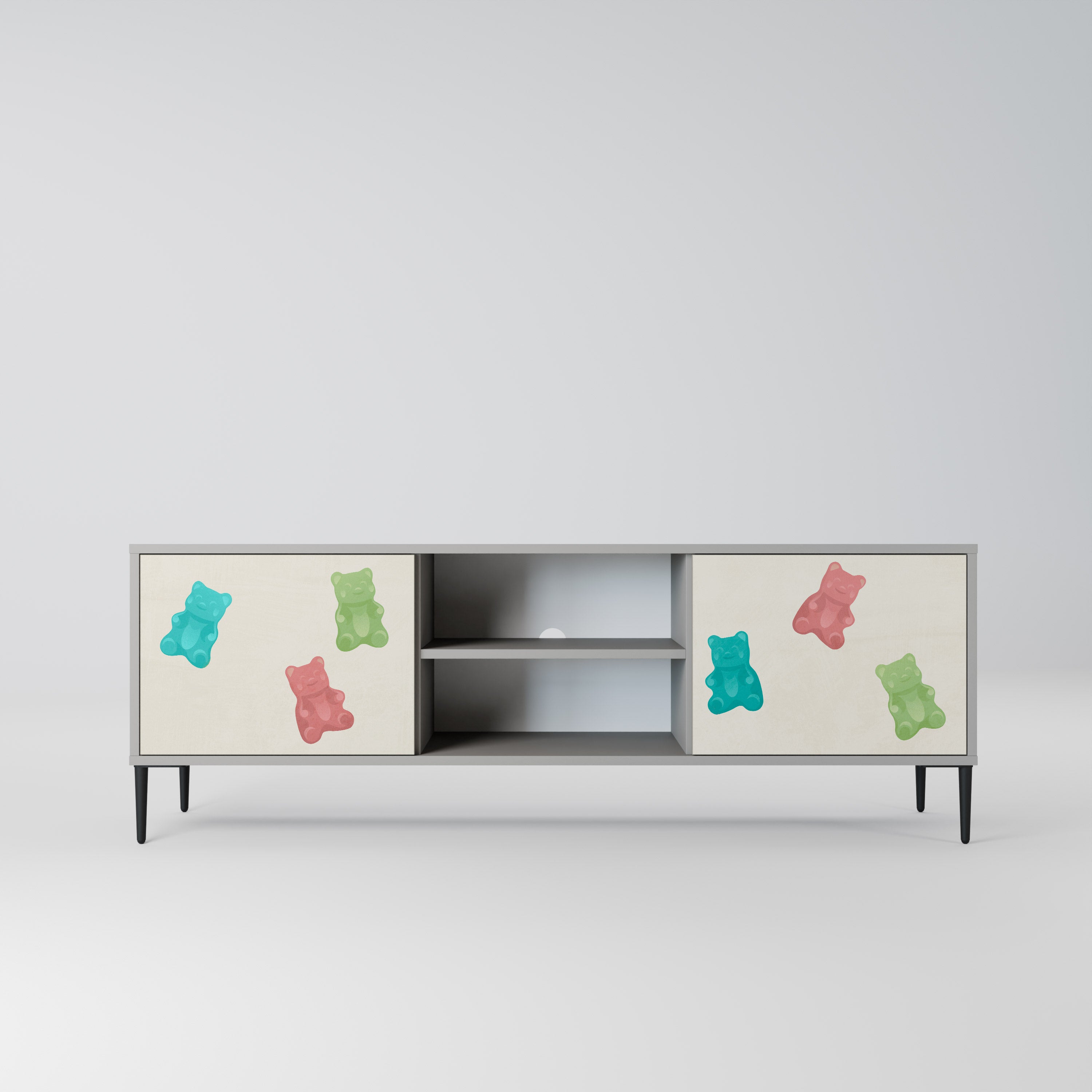 GUMMY BEARS 2-Door TV Stand in Grey Finish
