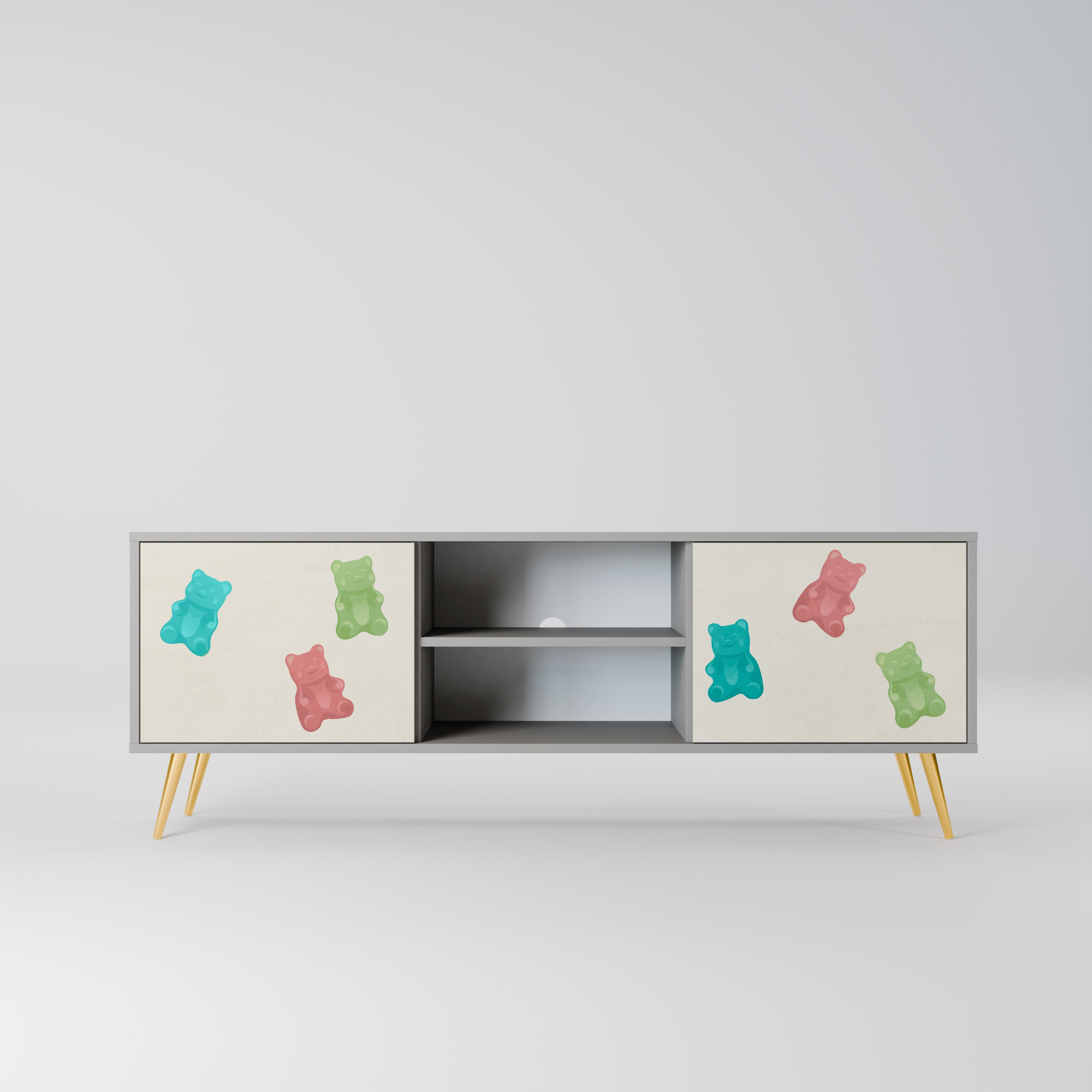 GUMMY BEARS 2-Door TV Stand in Grey Finish
