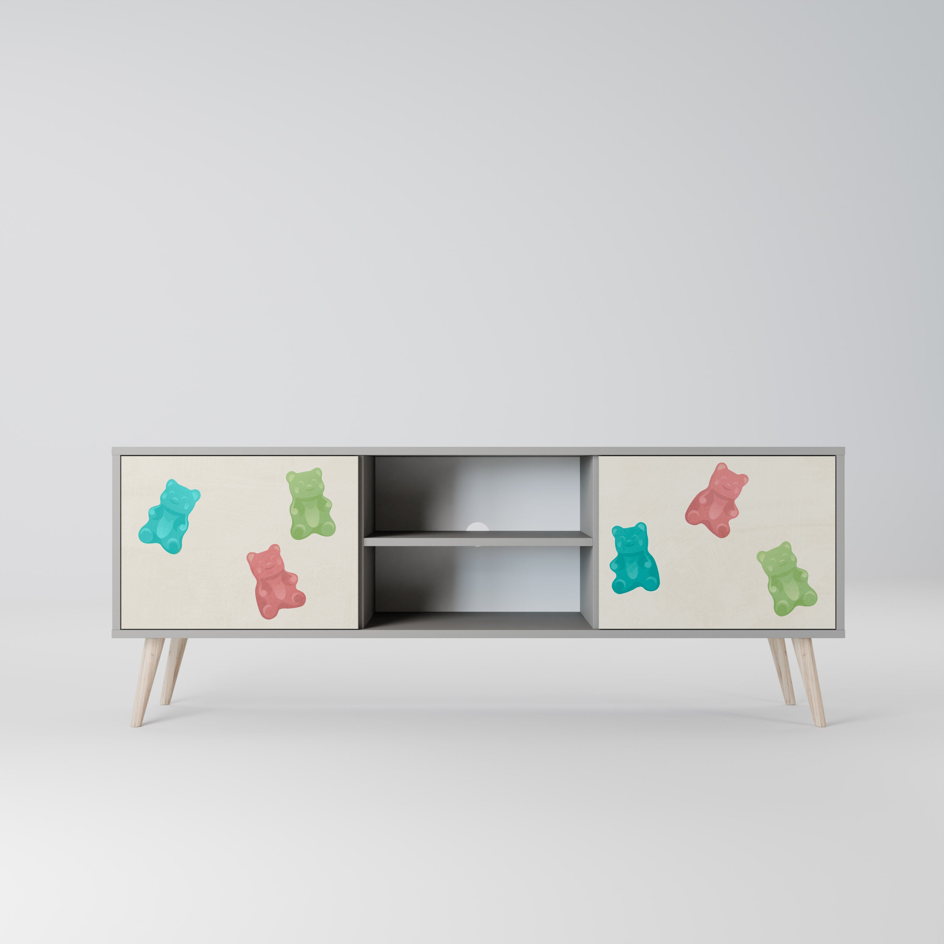 GUMMY BEARS 2-Door TV Stand in Grey Finish