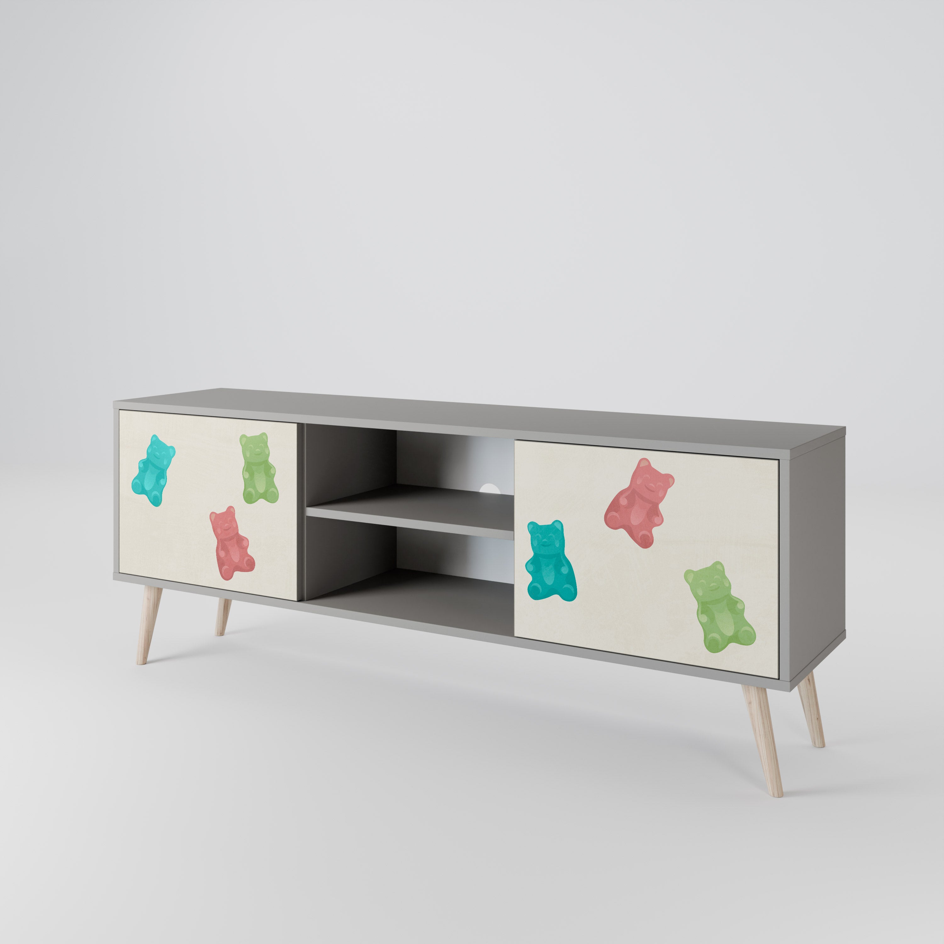 GUMMY BEARS 2-Door TV Stand in Grey Finish