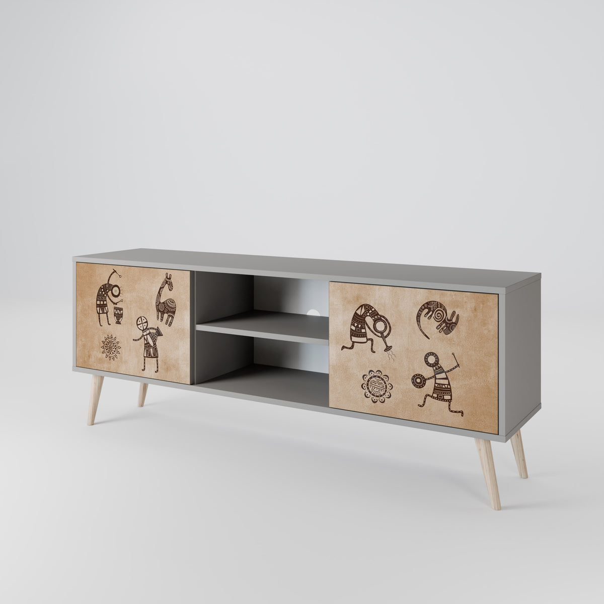 AFRICAN STYLE 2-Door TV Cabinet