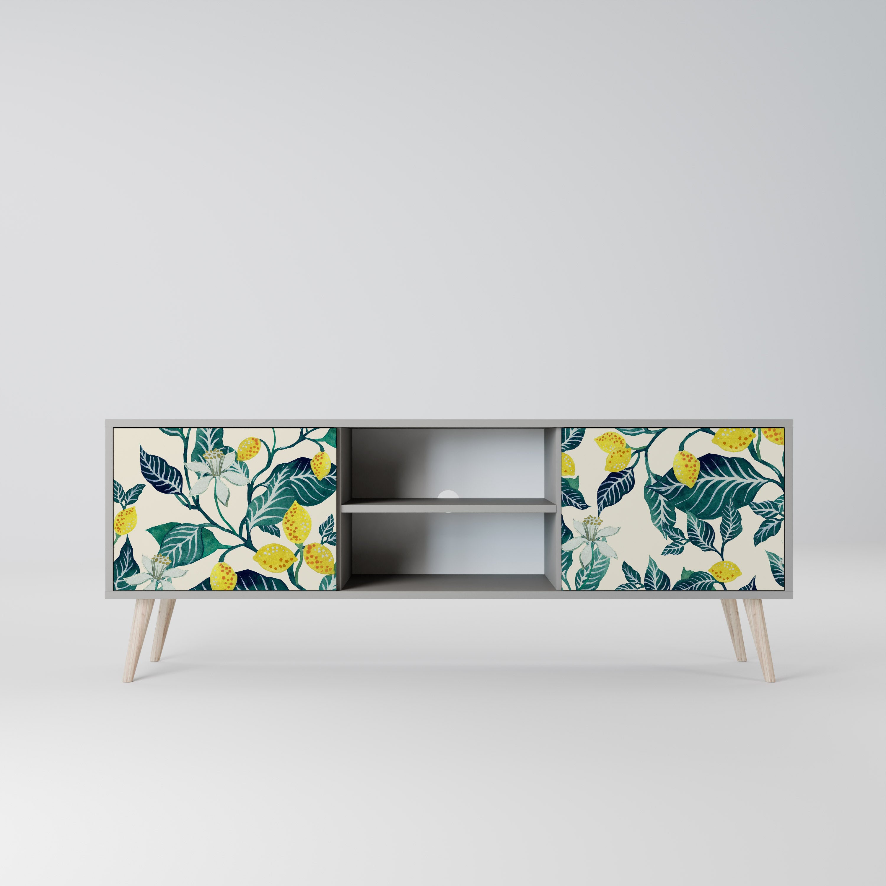 LEMON TREE 2-Door TV Stand in Grey Finish