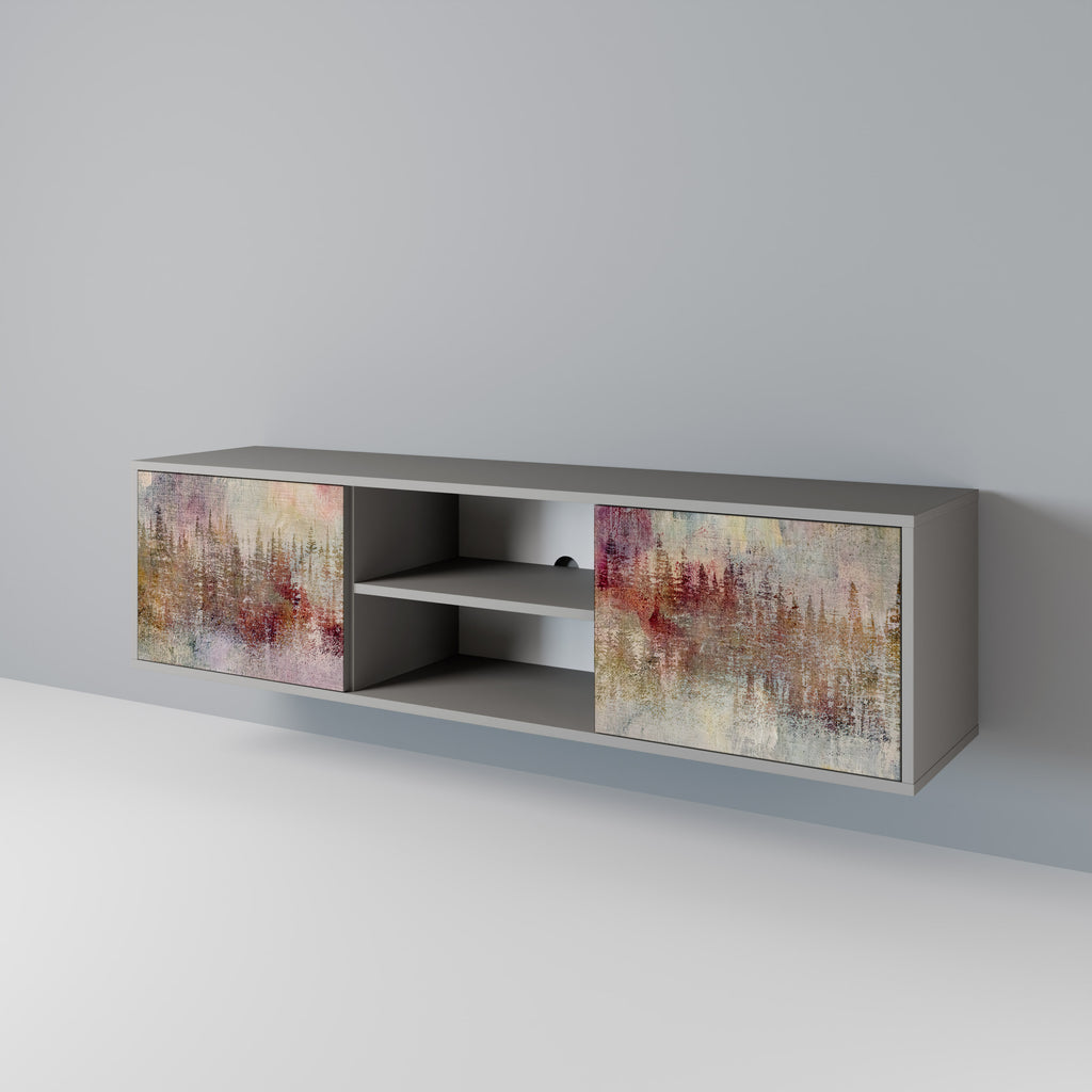 VEILED SUMMIT 2-Door TV Stand in Grey Finish