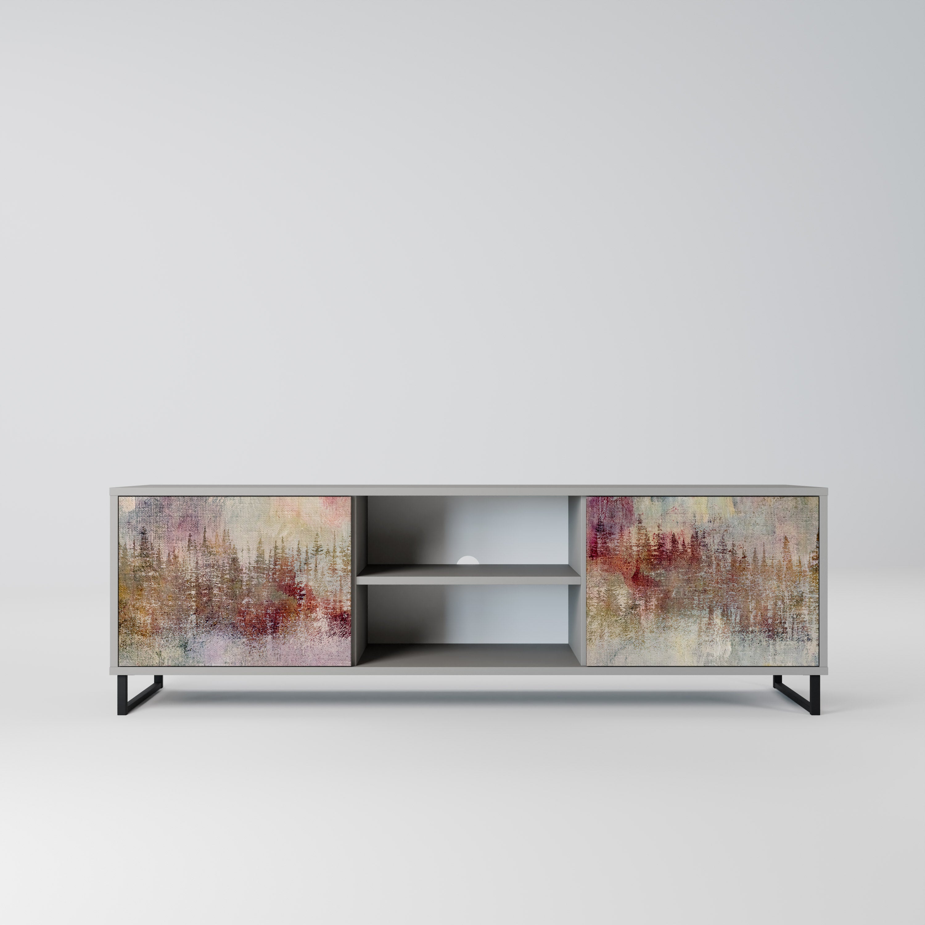 VEILED SUMMIT 2-Door TV Stand in Grey Finish