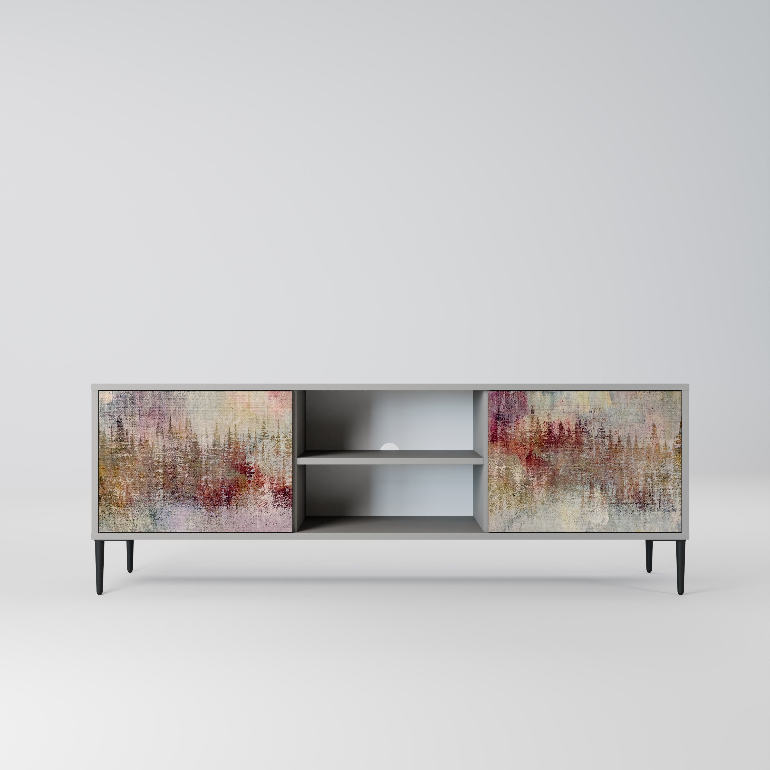 VEILED SUMMIT 2-Door TV Stand in Grey Finish