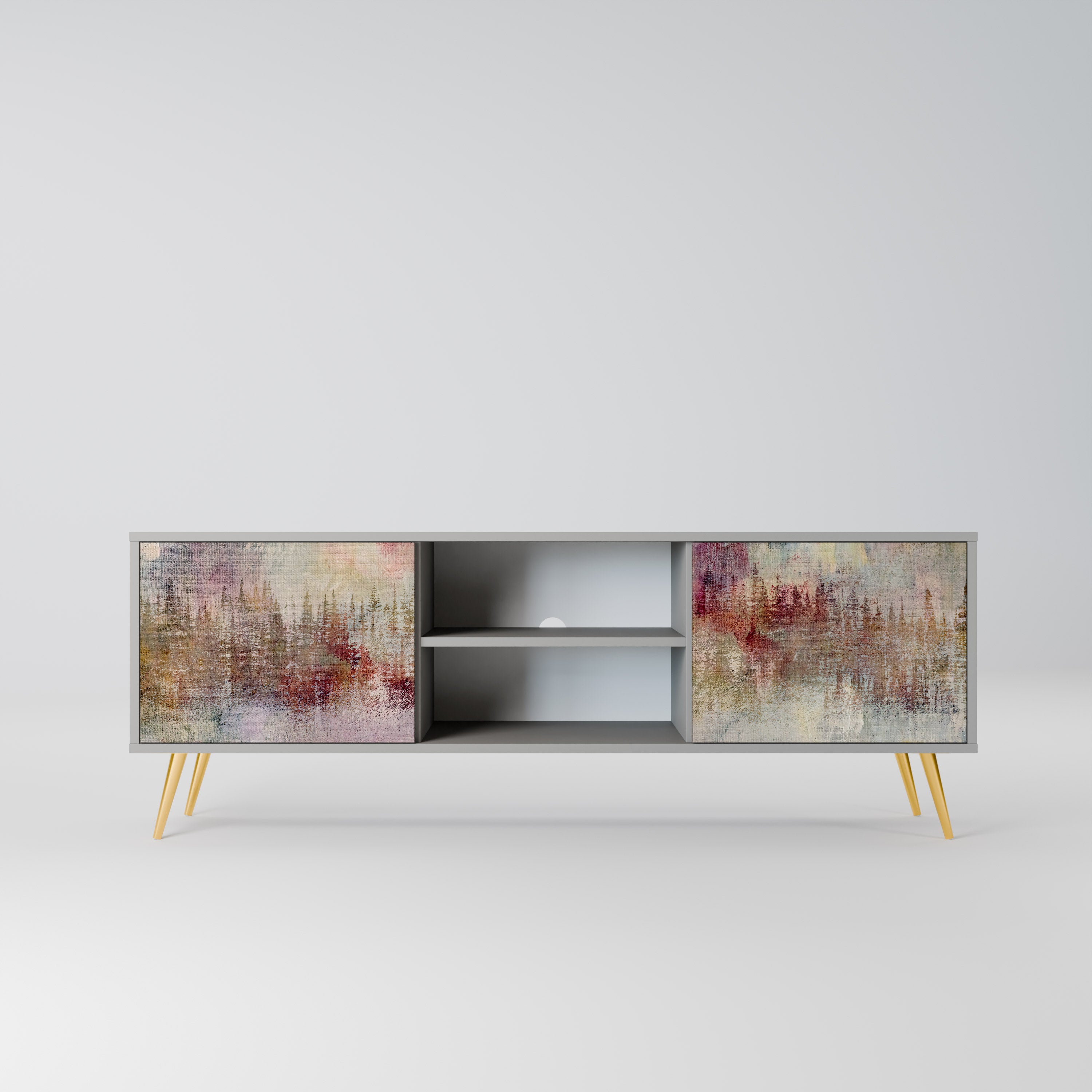 VEILED SUMMIT 2-Door TV Stand in Grey Finish