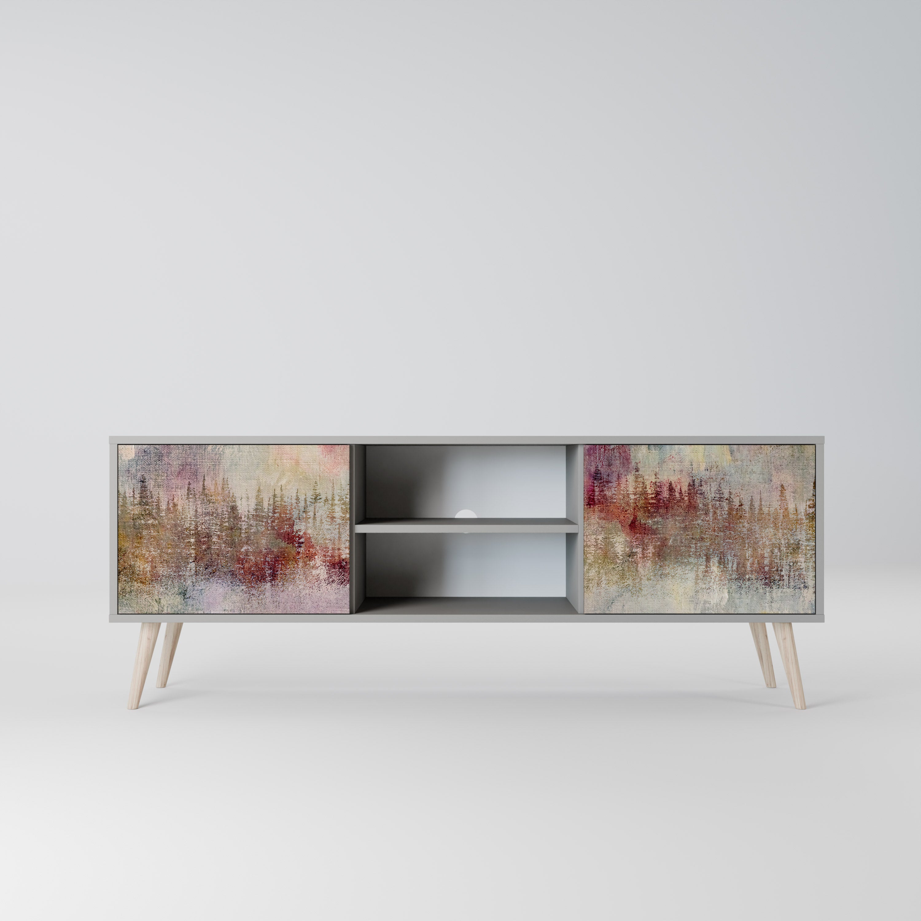 VEILED SUMMIT 2-Door TV Stand in Grey Finish