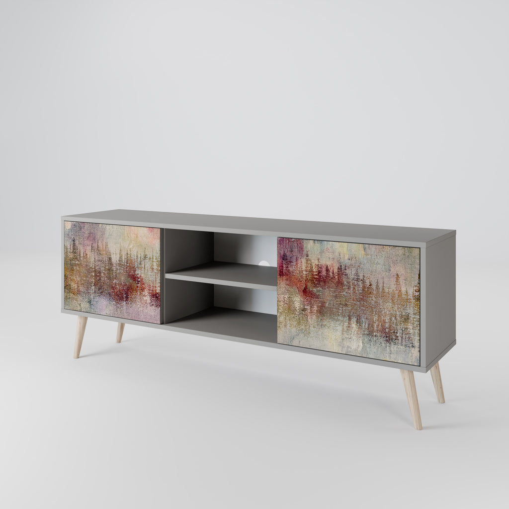 VEILED SUMMIT 2-Door TV Stand in Grey Finish
