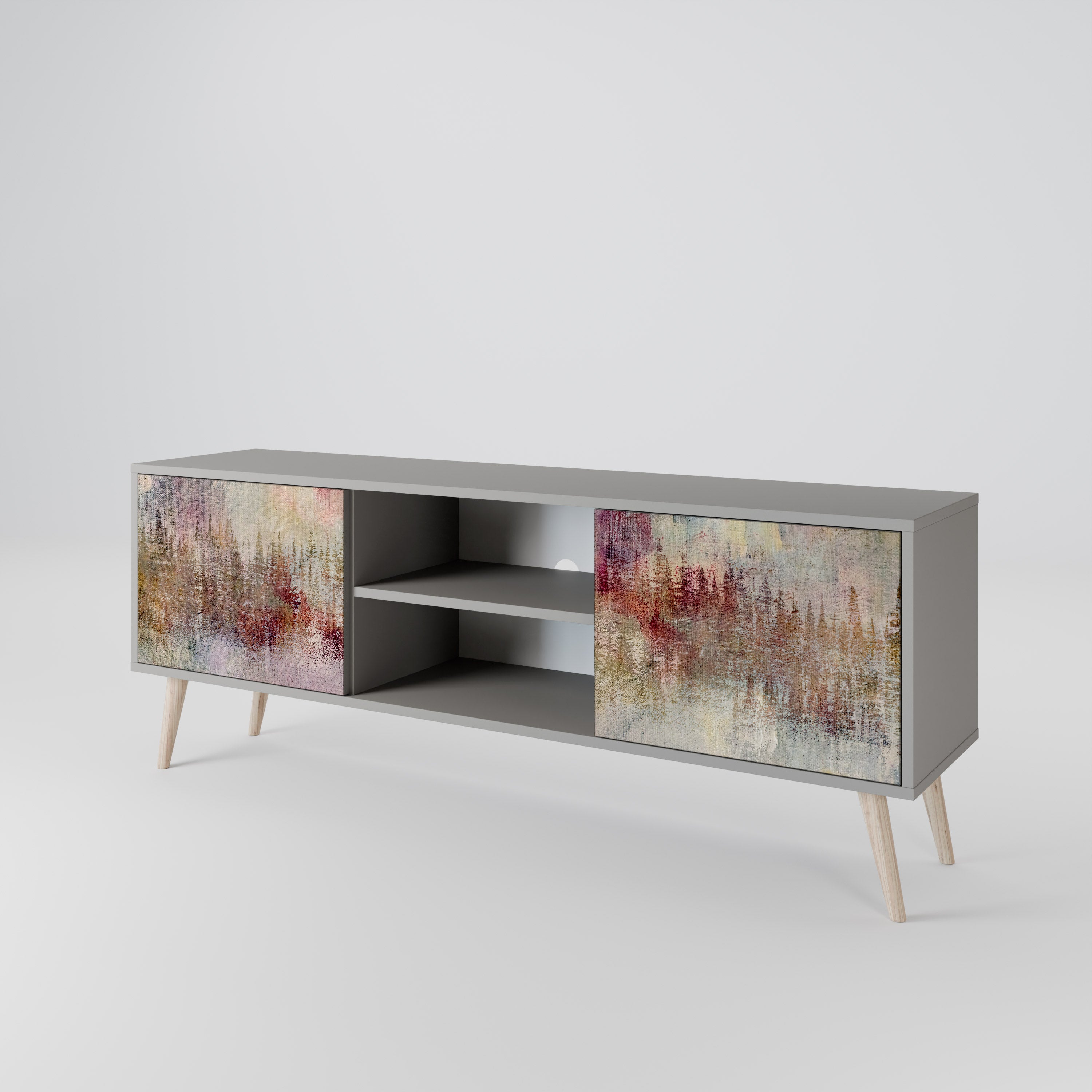 VEILED SUMMIT 2-Door TV Stand in Grey Finish