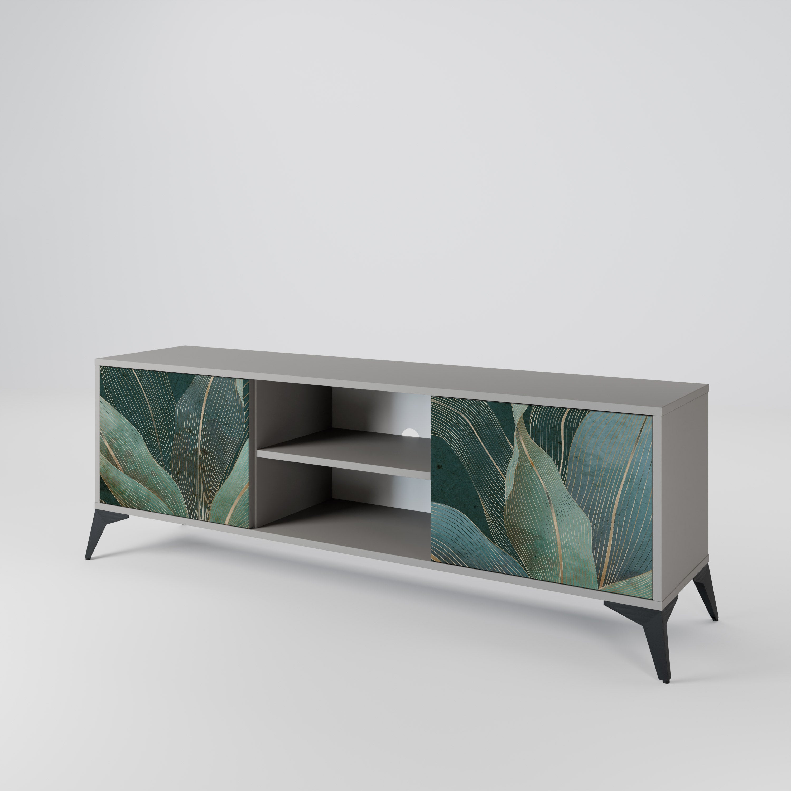 ROYAL GREEN 2-Door TV Stand in Grey Finish