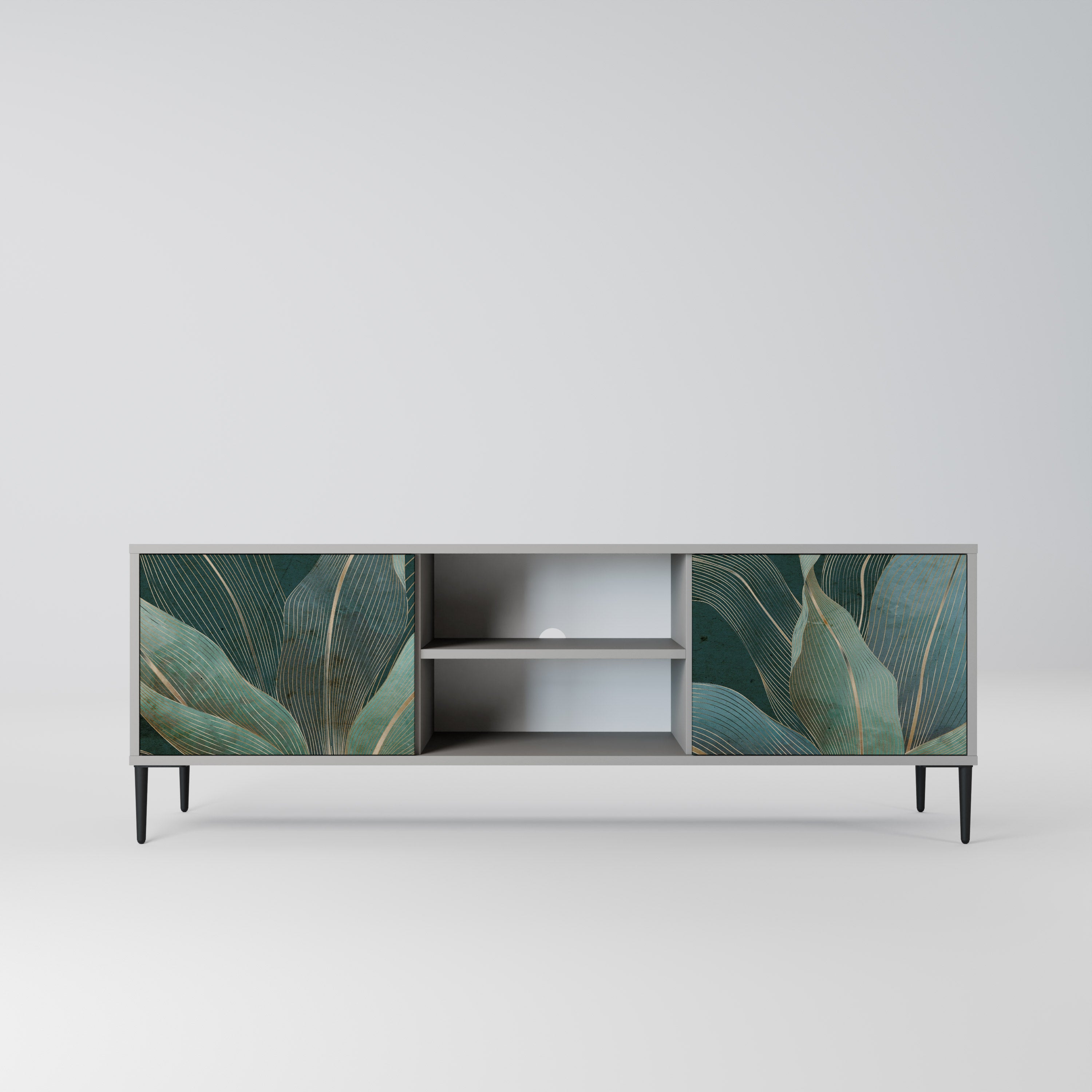 ROYAL GREEN 2-Door TV Stand in Grey Finish