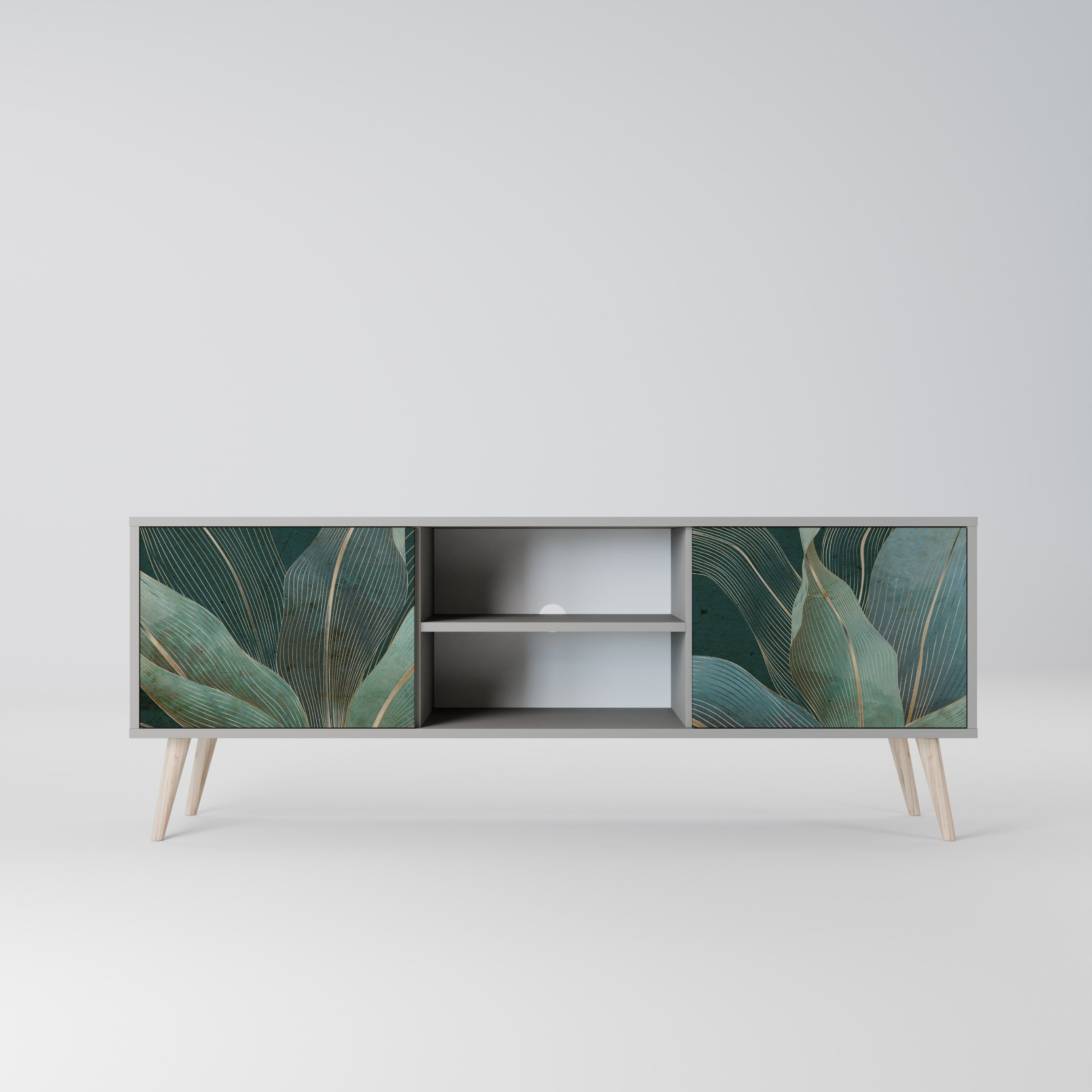 ROYAL GREEN 2-Door TV Stand in Grey Finish