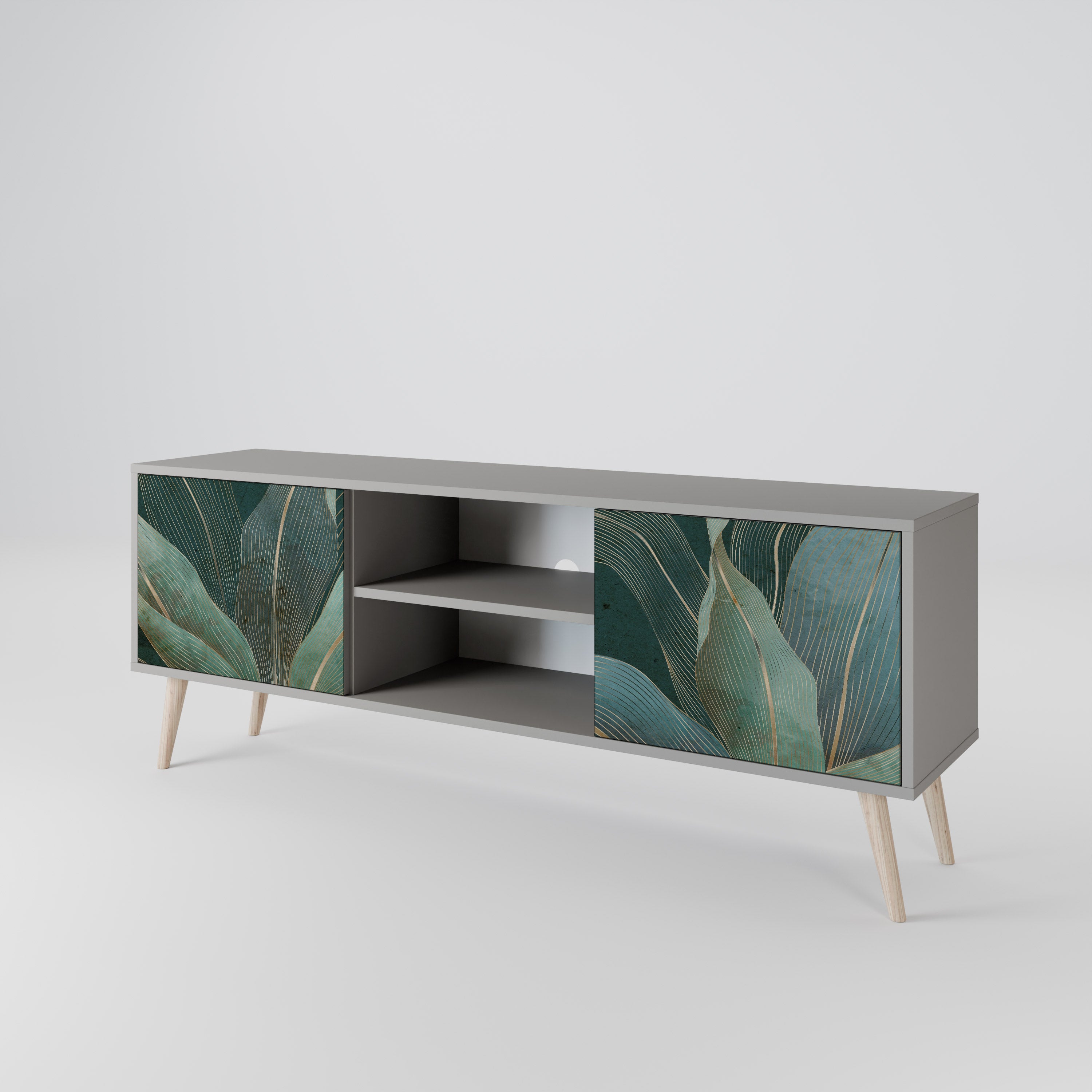 ROYAL GREEN 2-Door TV Stand in Grey Finish