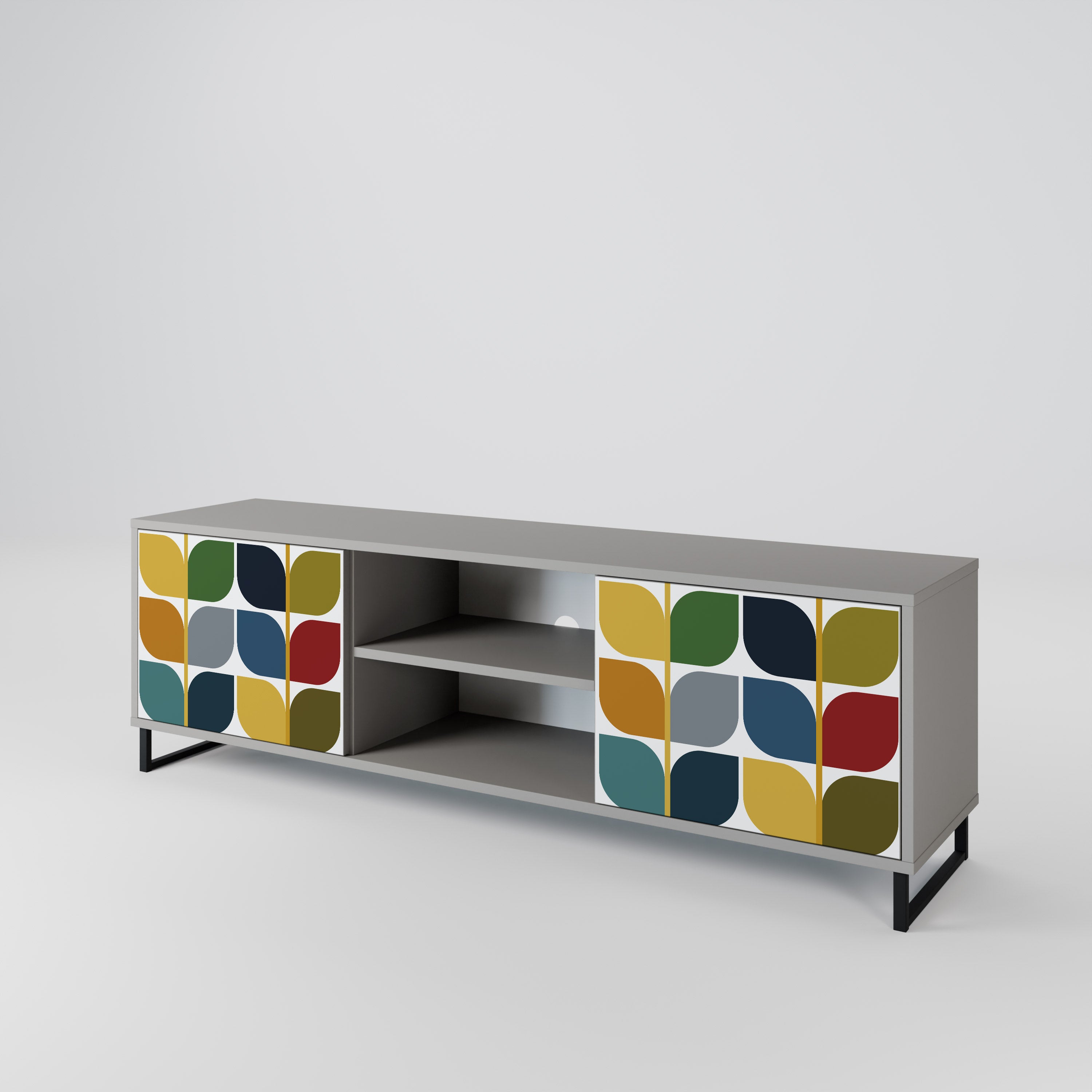 WEIGHTLESS HOURS 2-Door TV Stand in Grey Finish