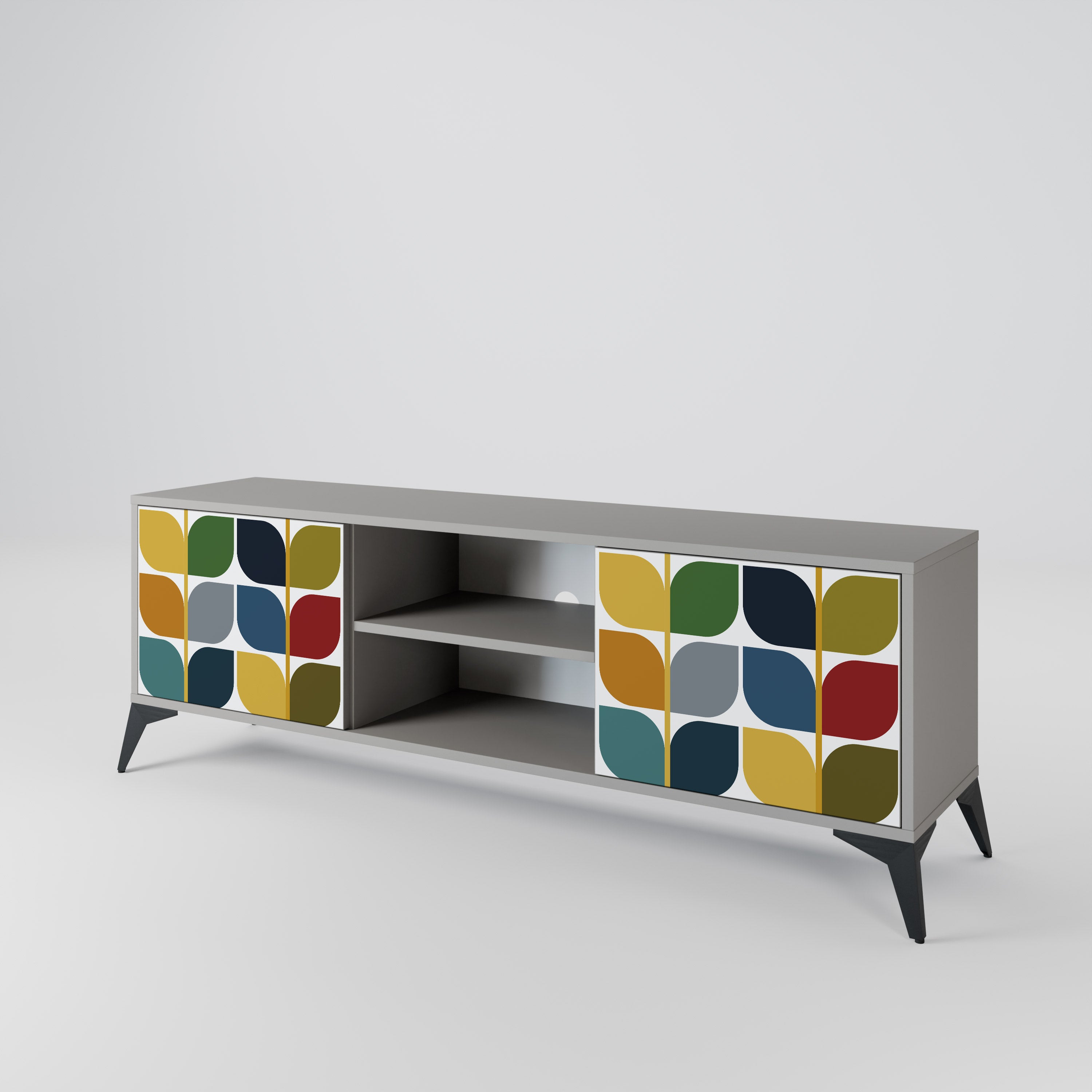 WEIGHTLESS HOURS 2-Door TV Stand in Grey Finish