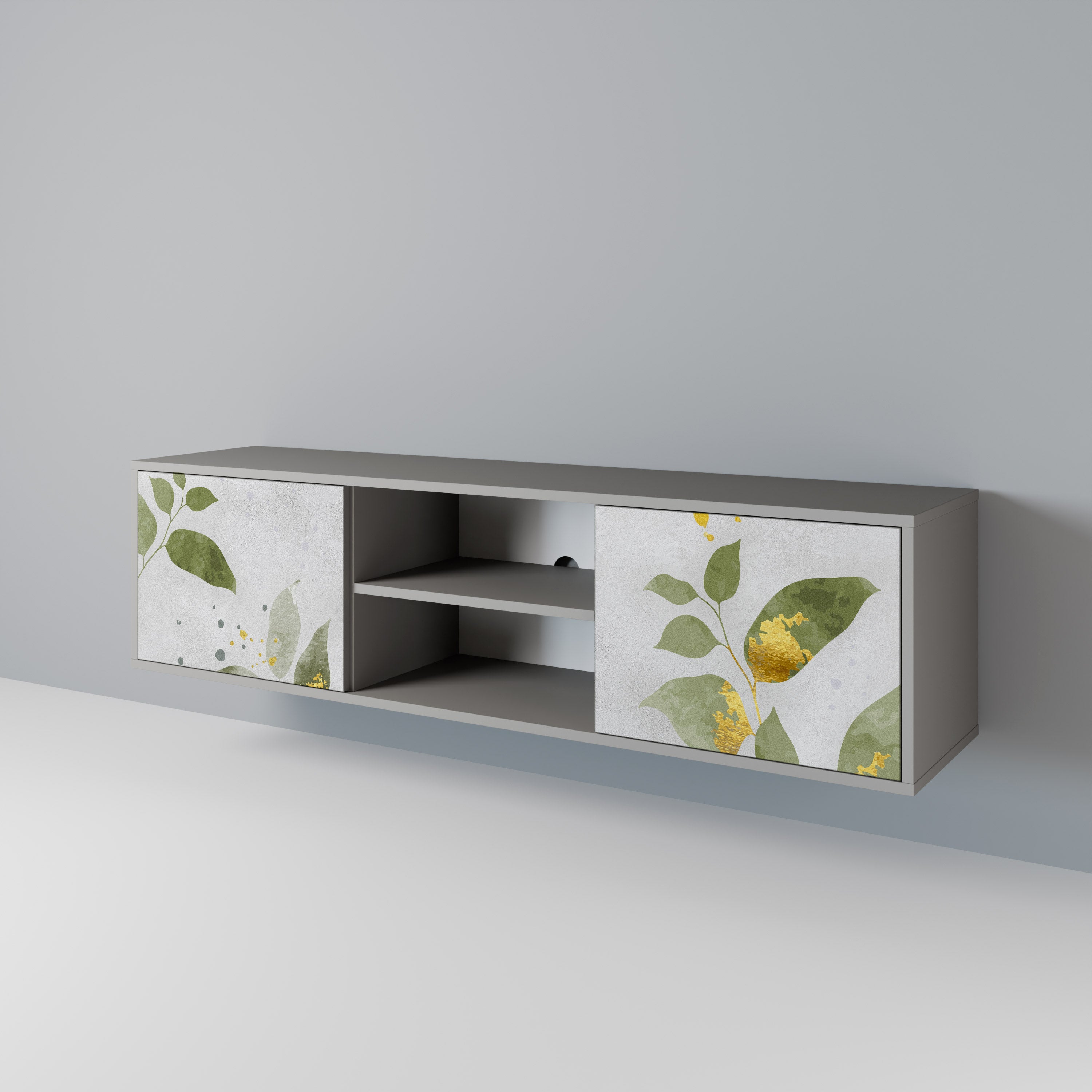 ELEGANT BOTANICS 2-Door TV Stand in Grey Finish