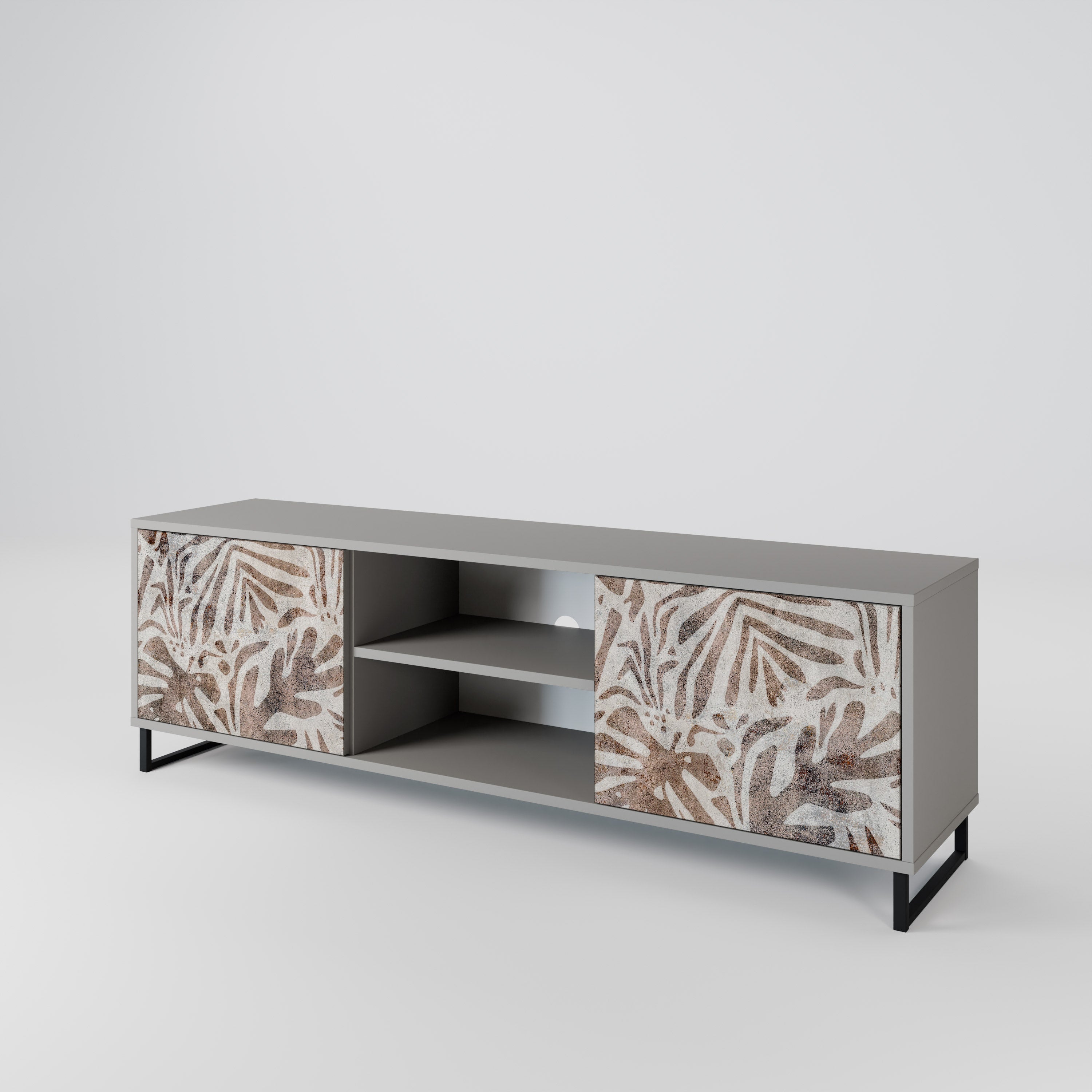 PASSING TIME 2-Door TV Stand in Grey Finish