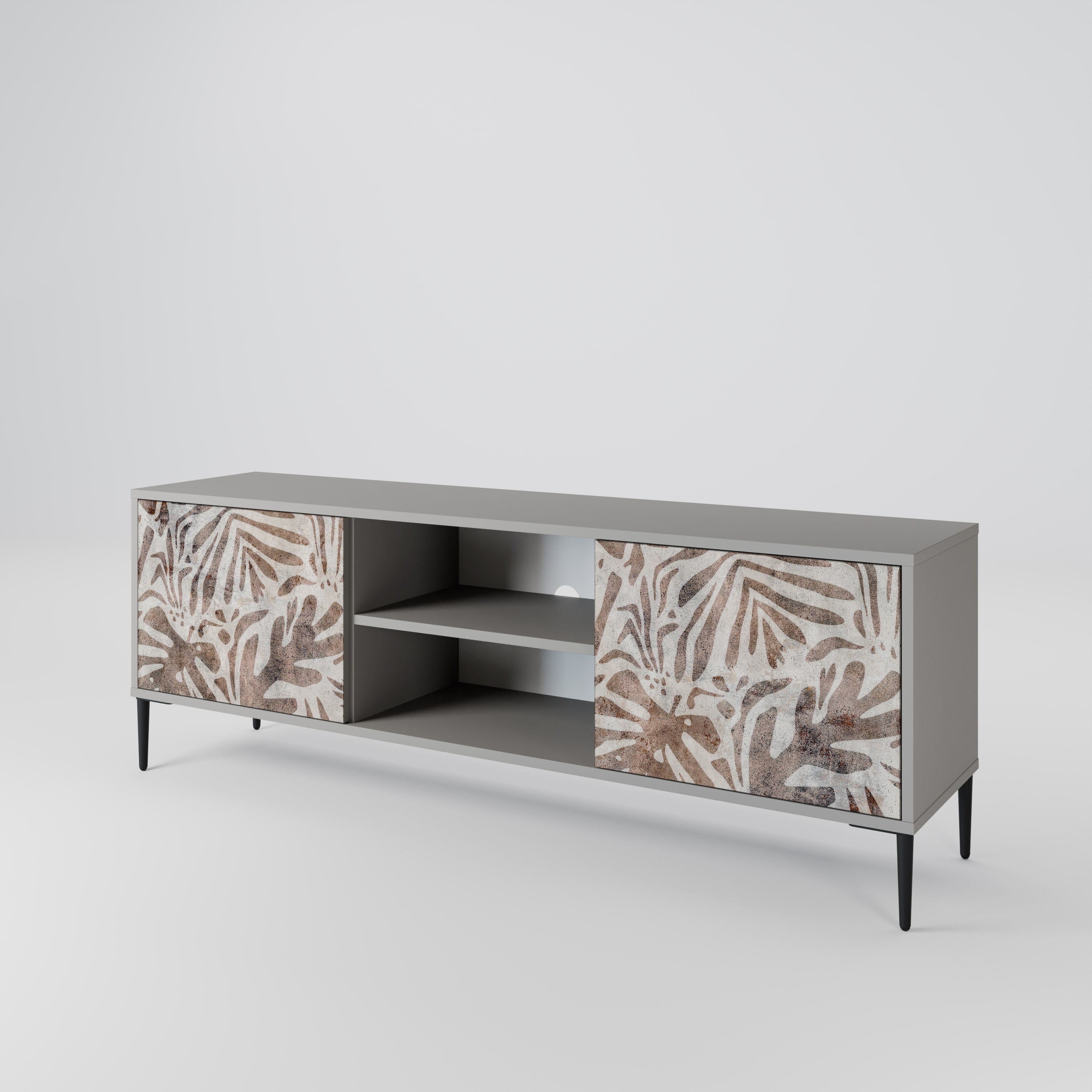 PASSING TIME 2-Door TV Stand in Grey Finish
