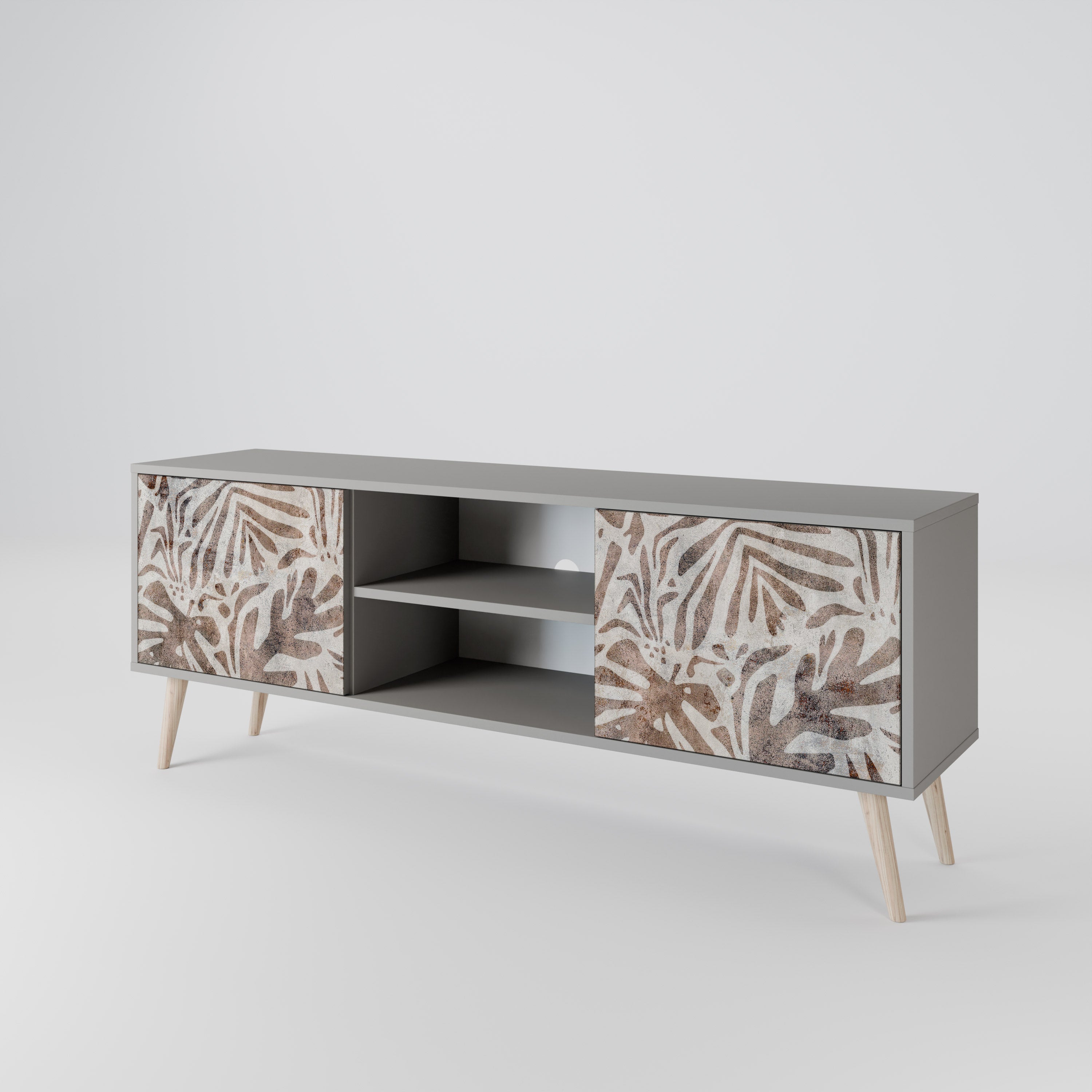 PASSING TIME 2-Door TV Stand in Grey Finish