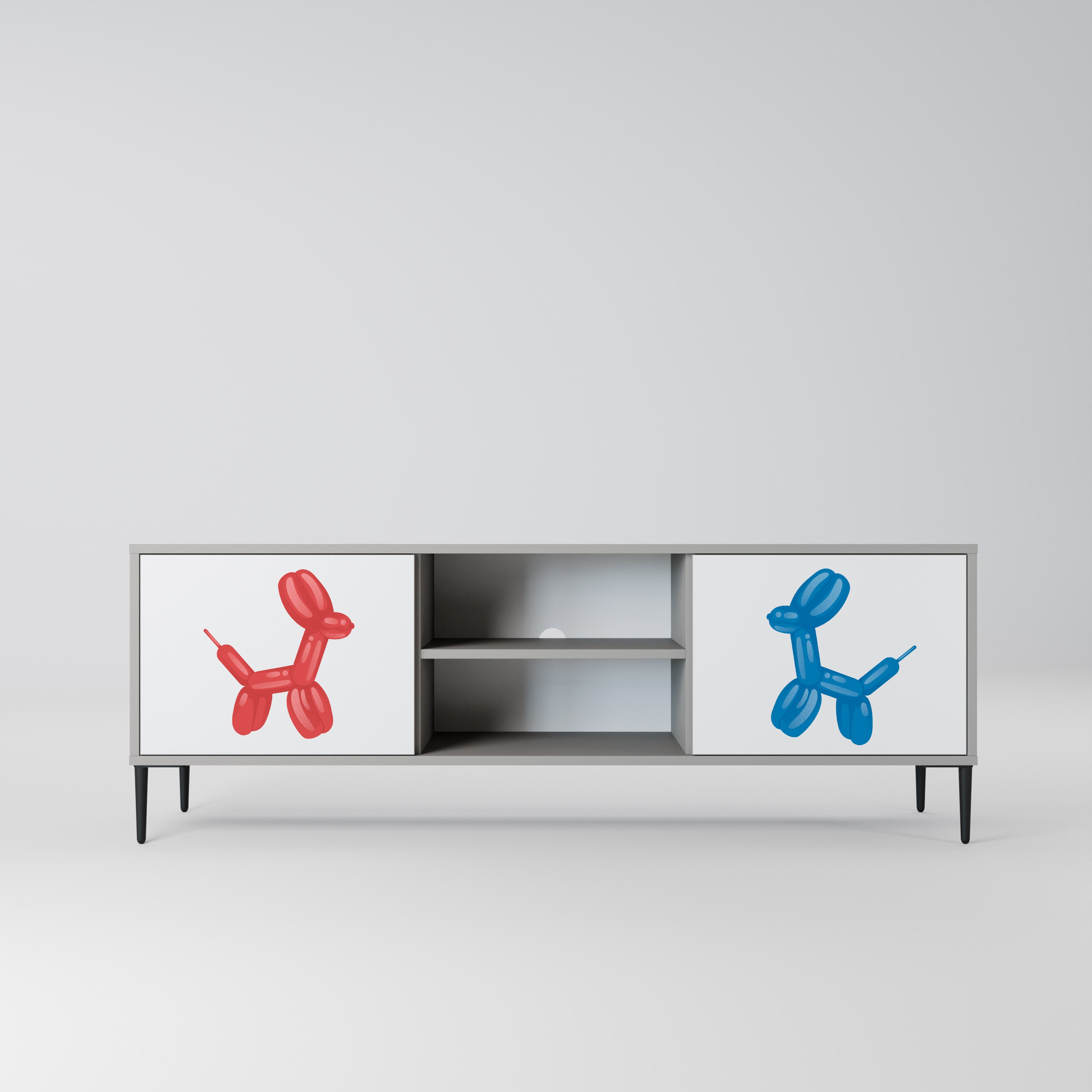 CHILDHOOD MEMORY 2-Door TV Stand in Grey Finish
