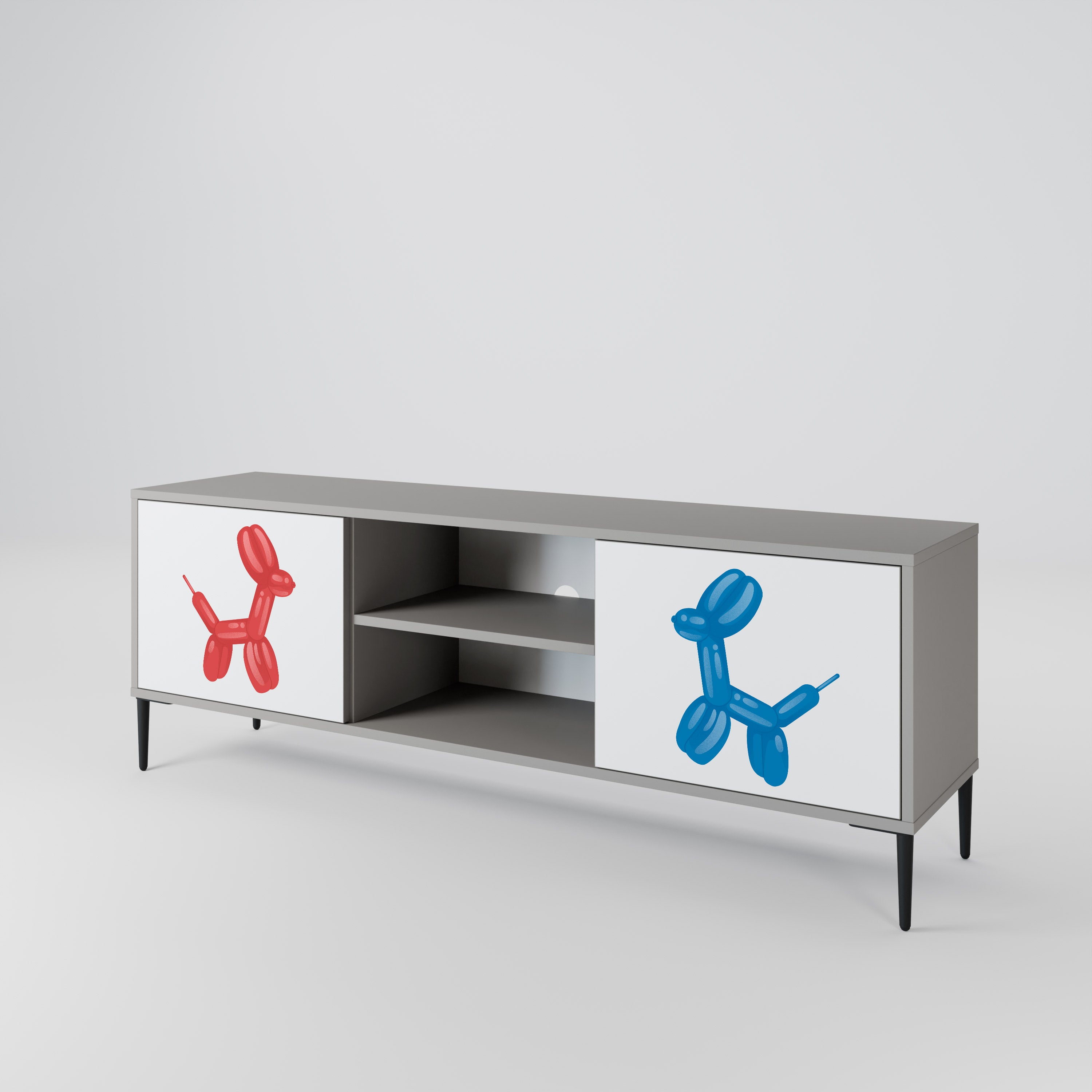 CHILDHOOD MEMORY 2-Door TV Stand in Grey Finish