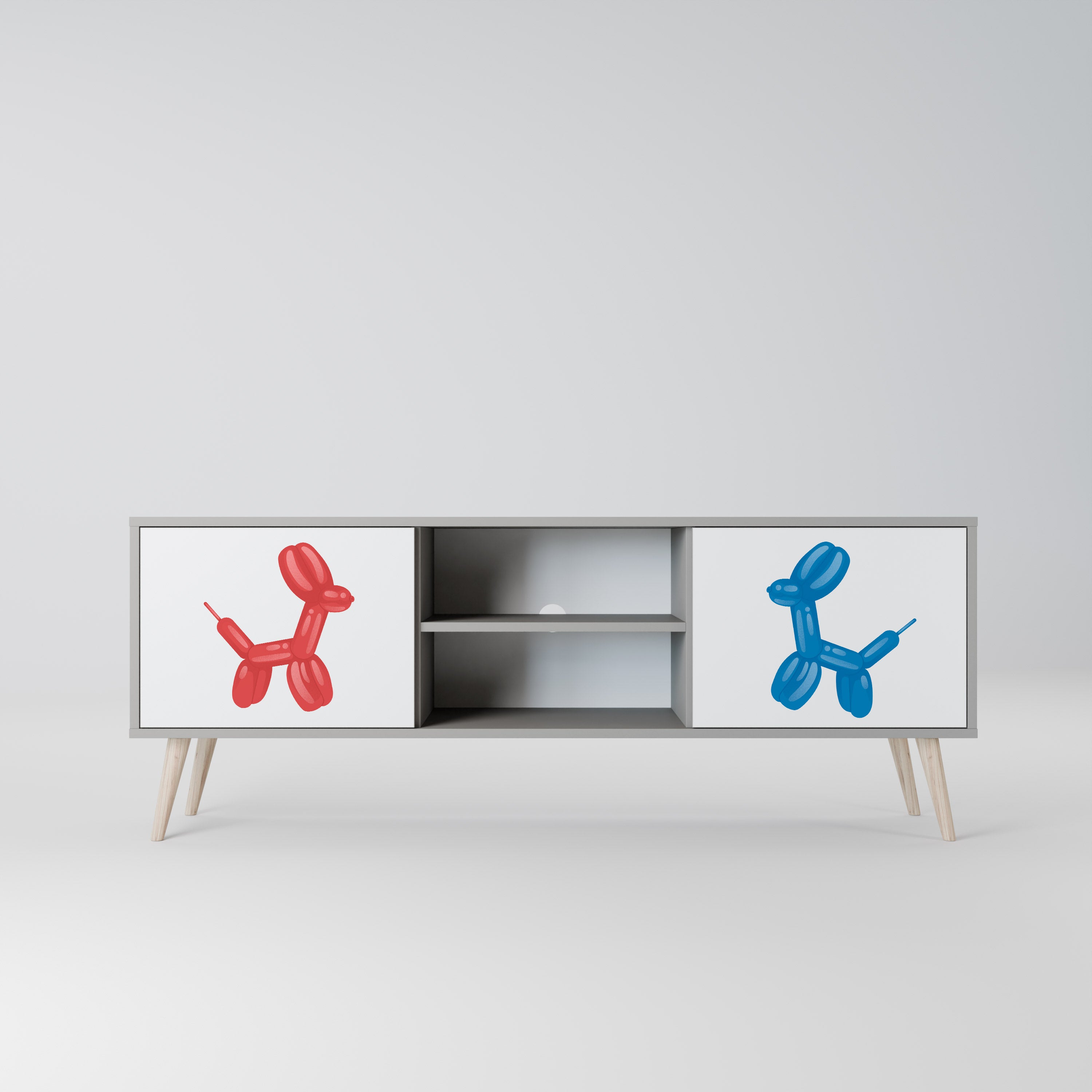 CHILDHOOD MEMORY 2-Door TV Stand in Grey Finish