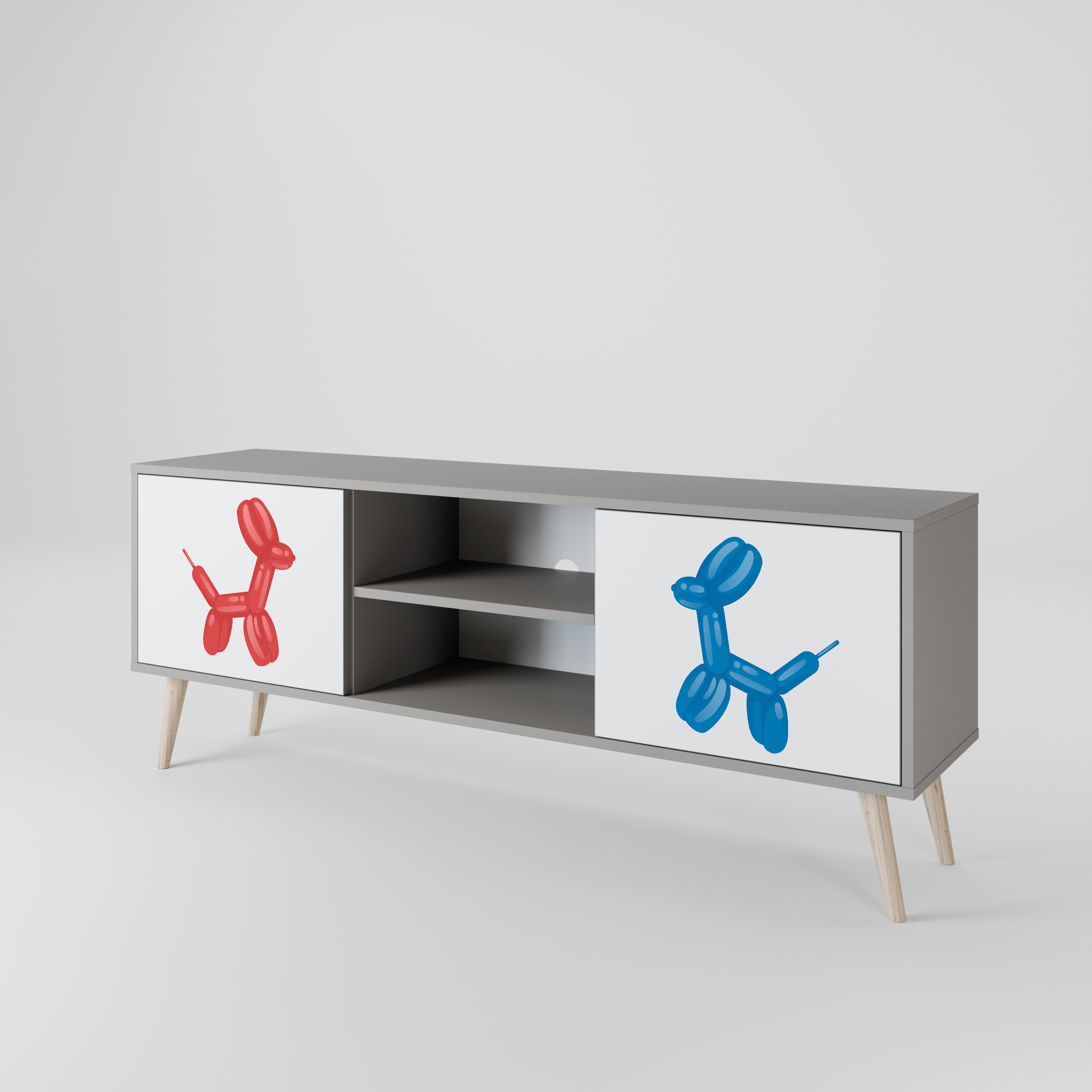 CHILDHOOD MEMORY 2-Door TV Stand in Grey Finish