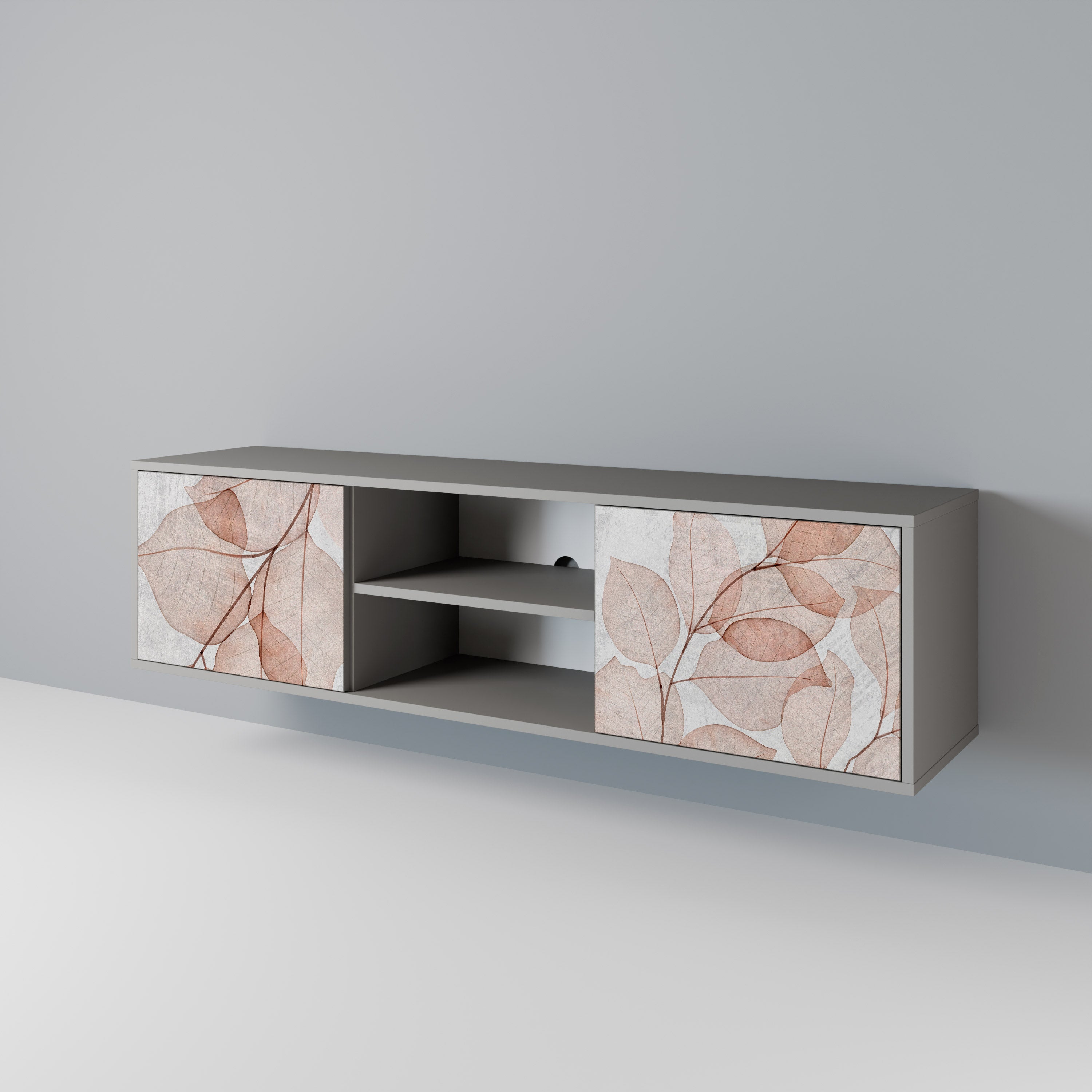 AUTUMN FRAGILITY 2-Door TV Stand in Grey Finish