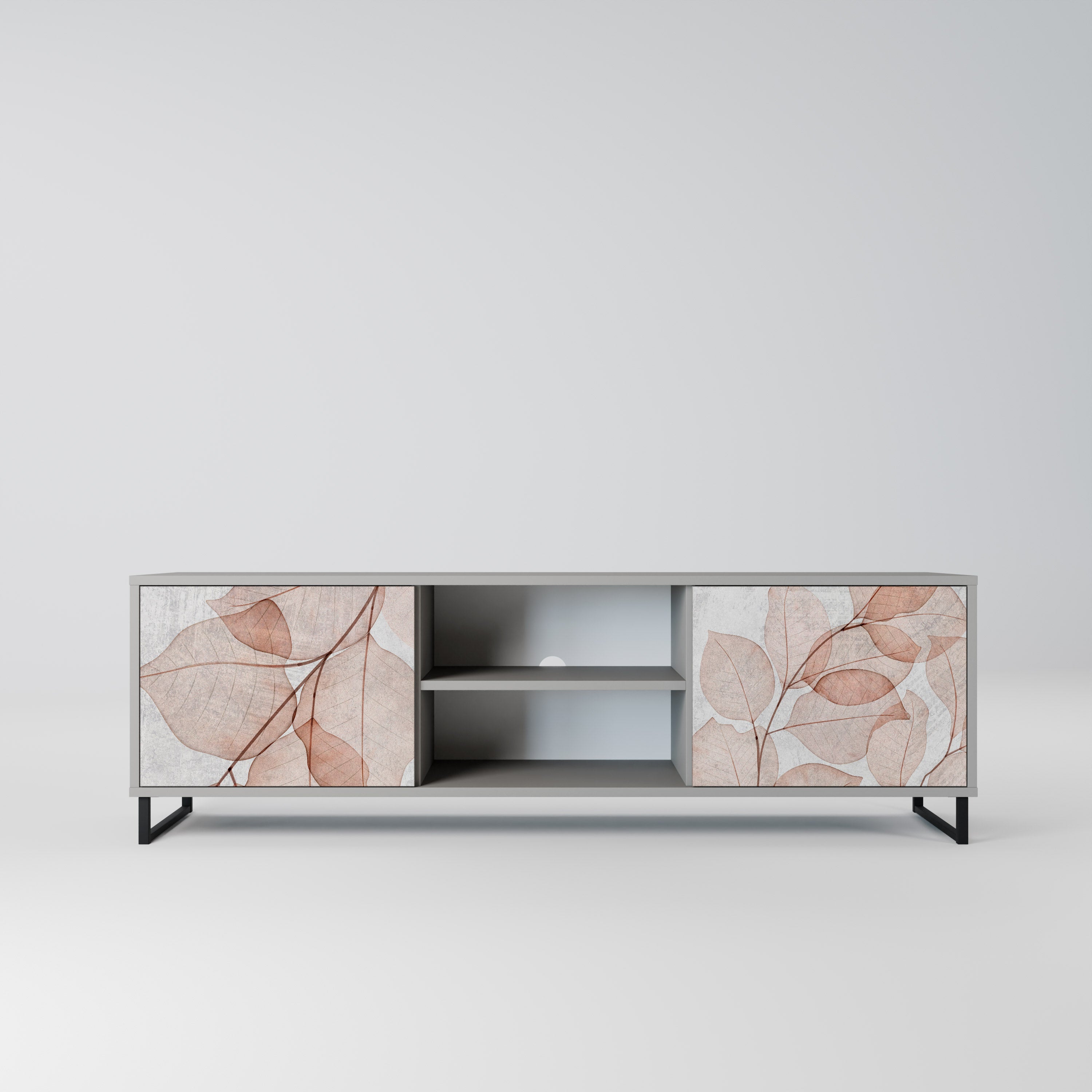 AUTUMN FRAGILITY 2-Door TV Stand in Grey Finish
