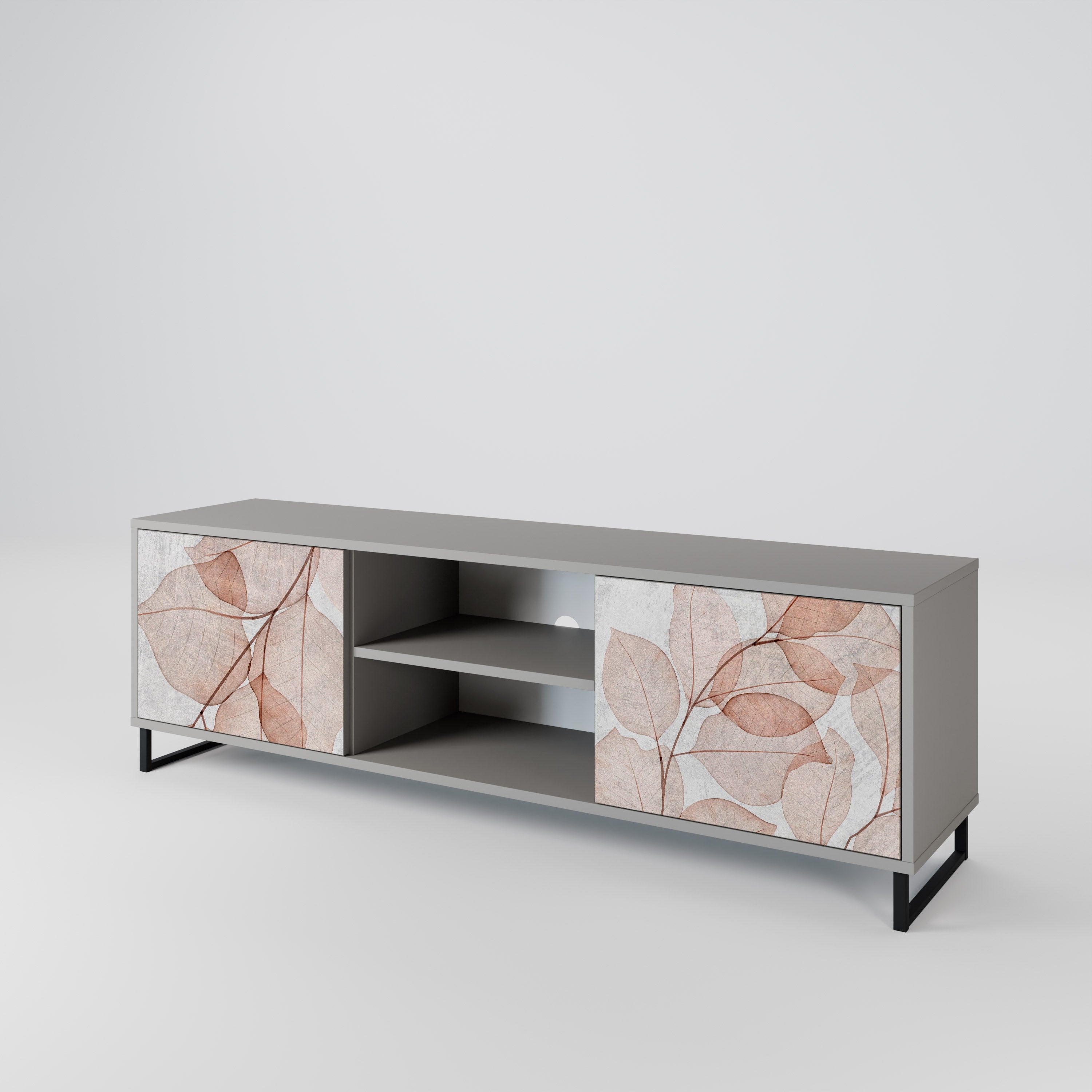 AUTUMN FRAGILITY 2-Door TV Stand in Grey Finish