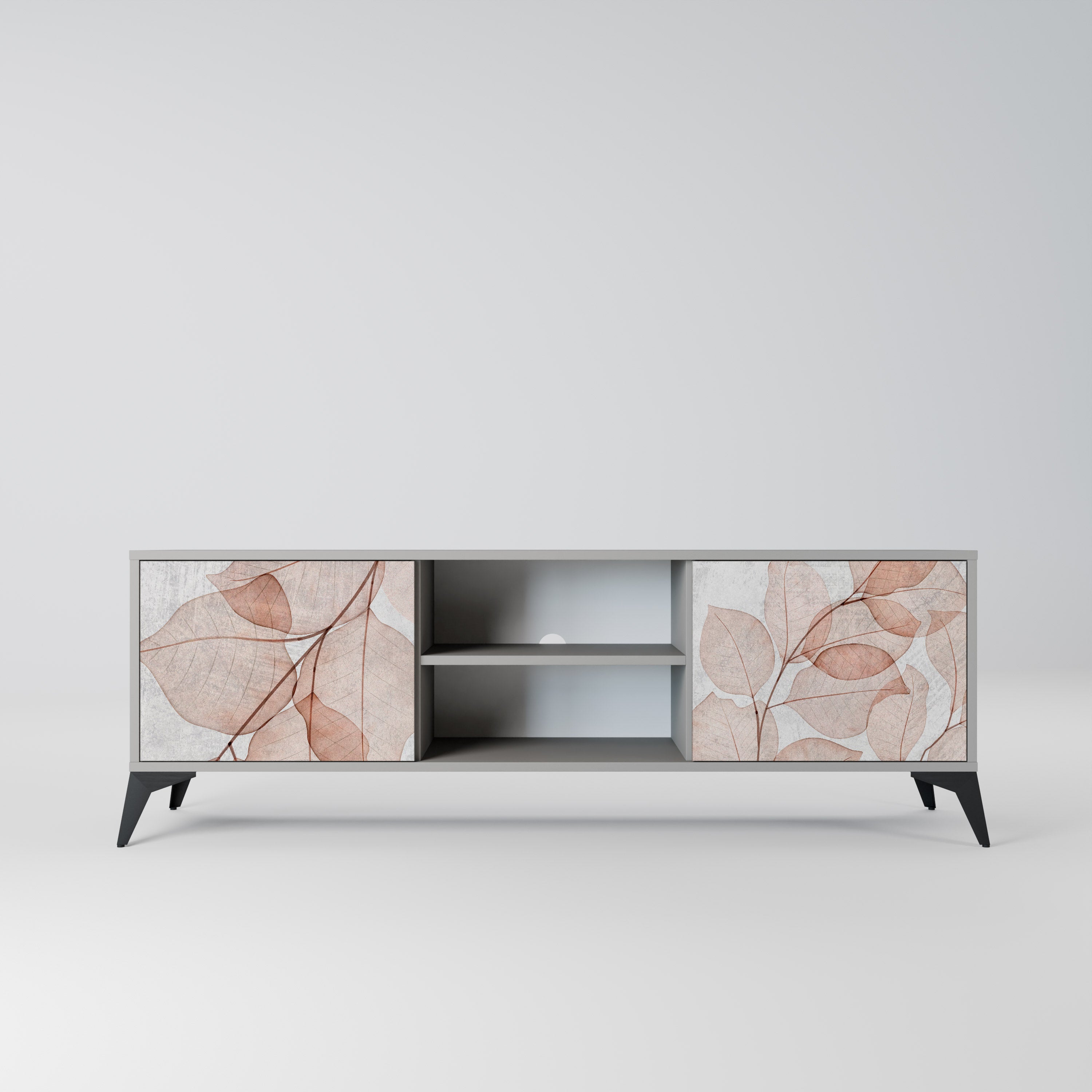 AUTUMN FRAGILITY 2-Door TV Stand in Grey Finish
