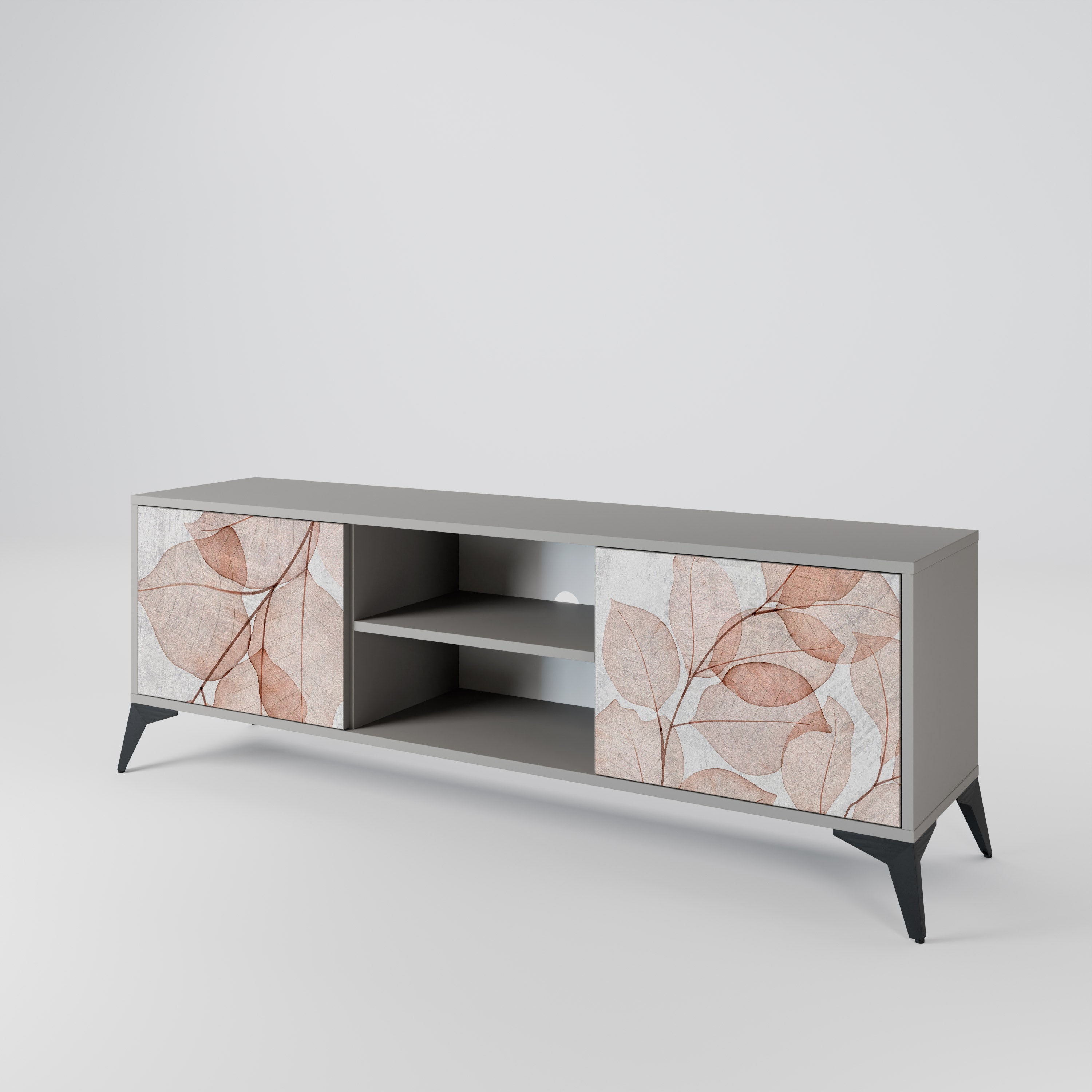 AUTUMN FRAGILITY 2-Door TV Stand in Grey Finish