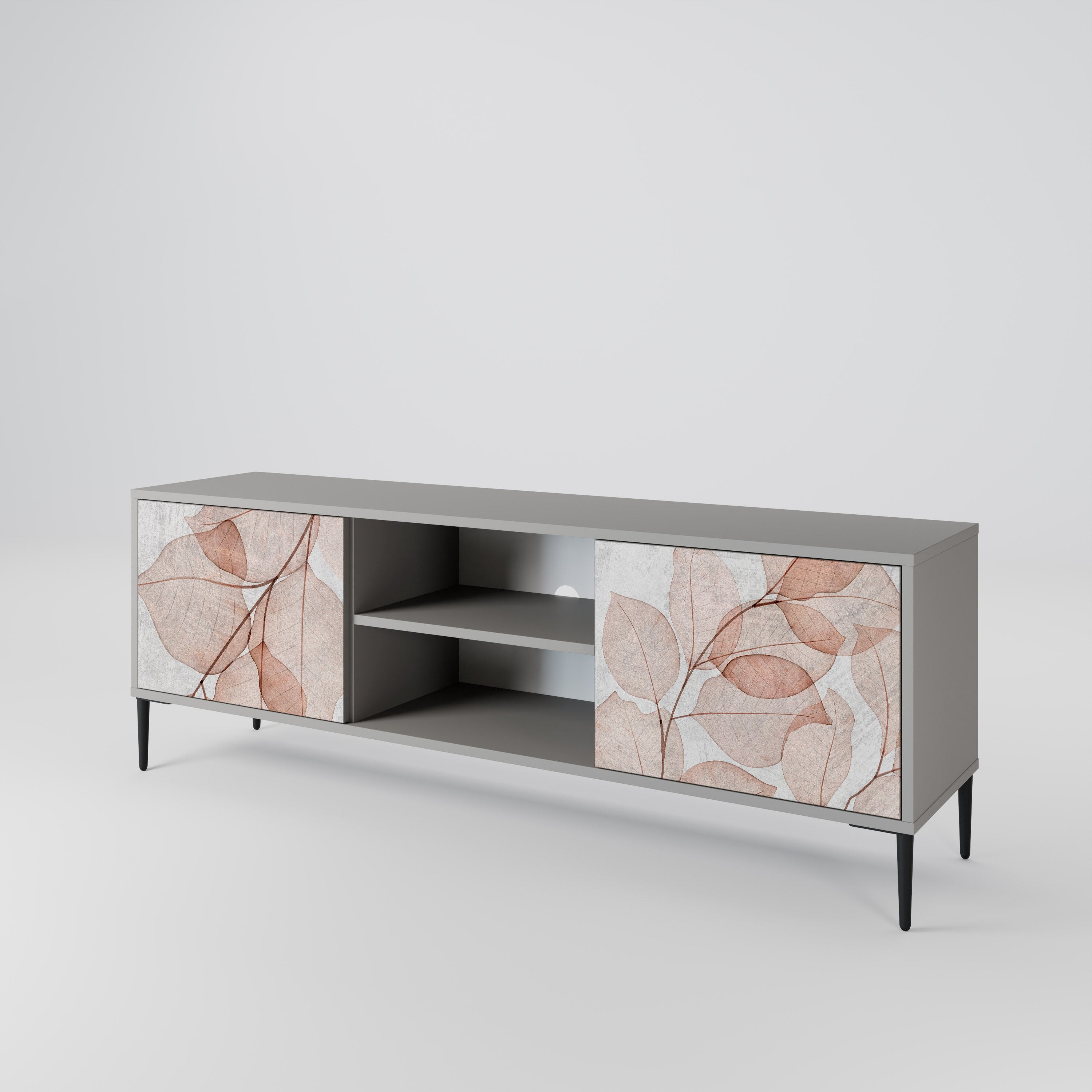 AUTUMN FRAGILITY 2-Door TV Stand in Grey Finish