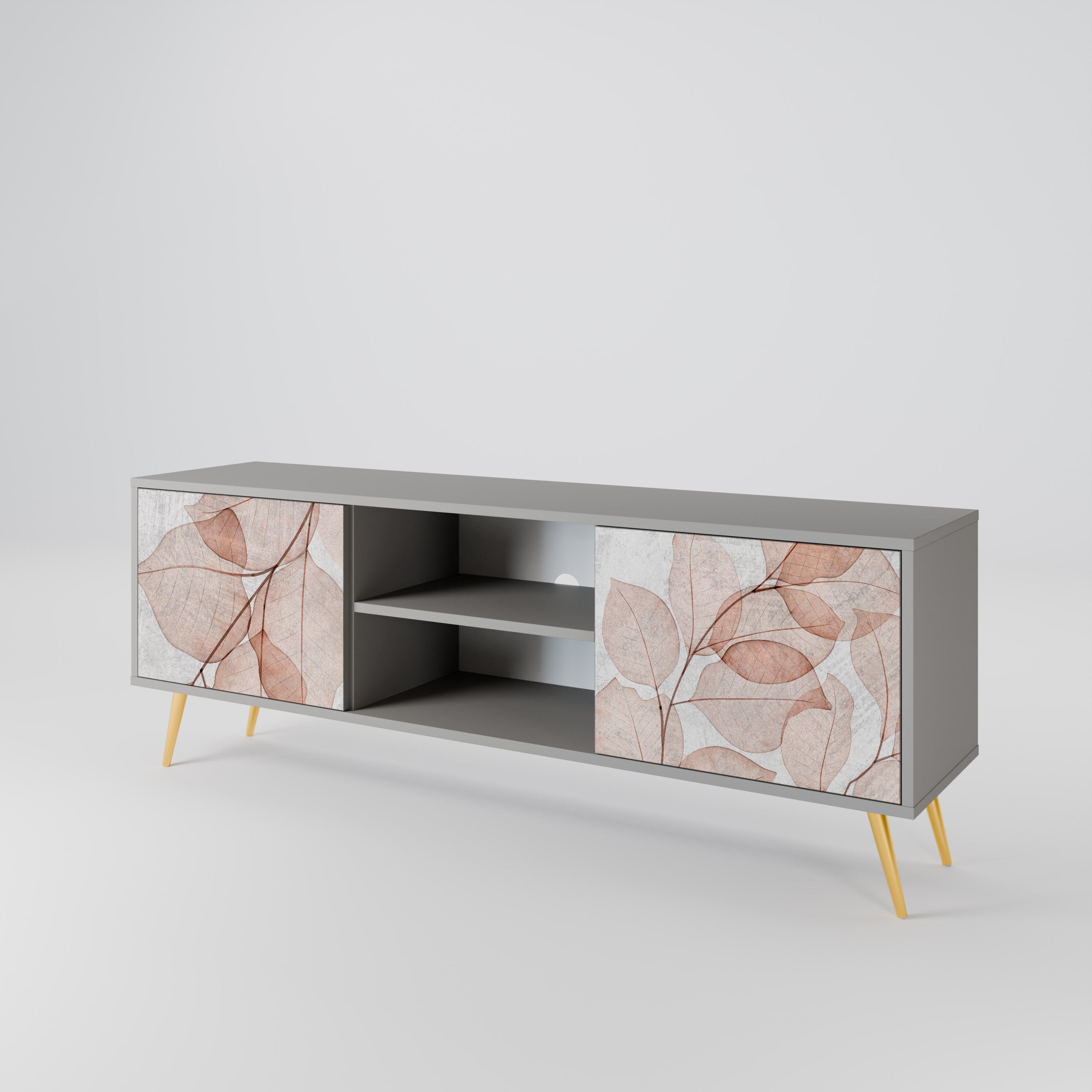 AUTUMN FRAGILITY 2-Door TV Stand in Grey Finish