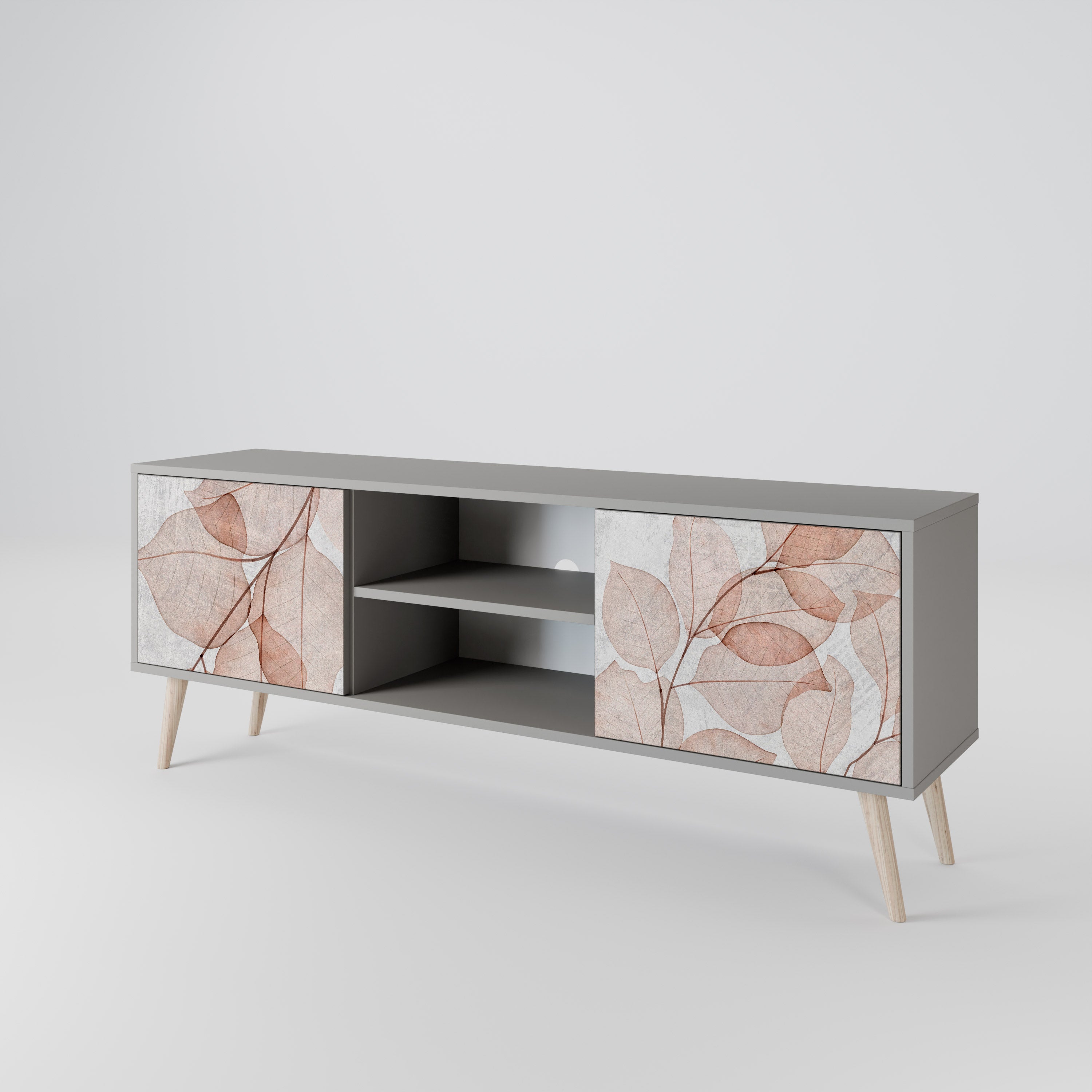 AUTUMN FRAGILITY 2-Door TV Stand in Grey Finish
