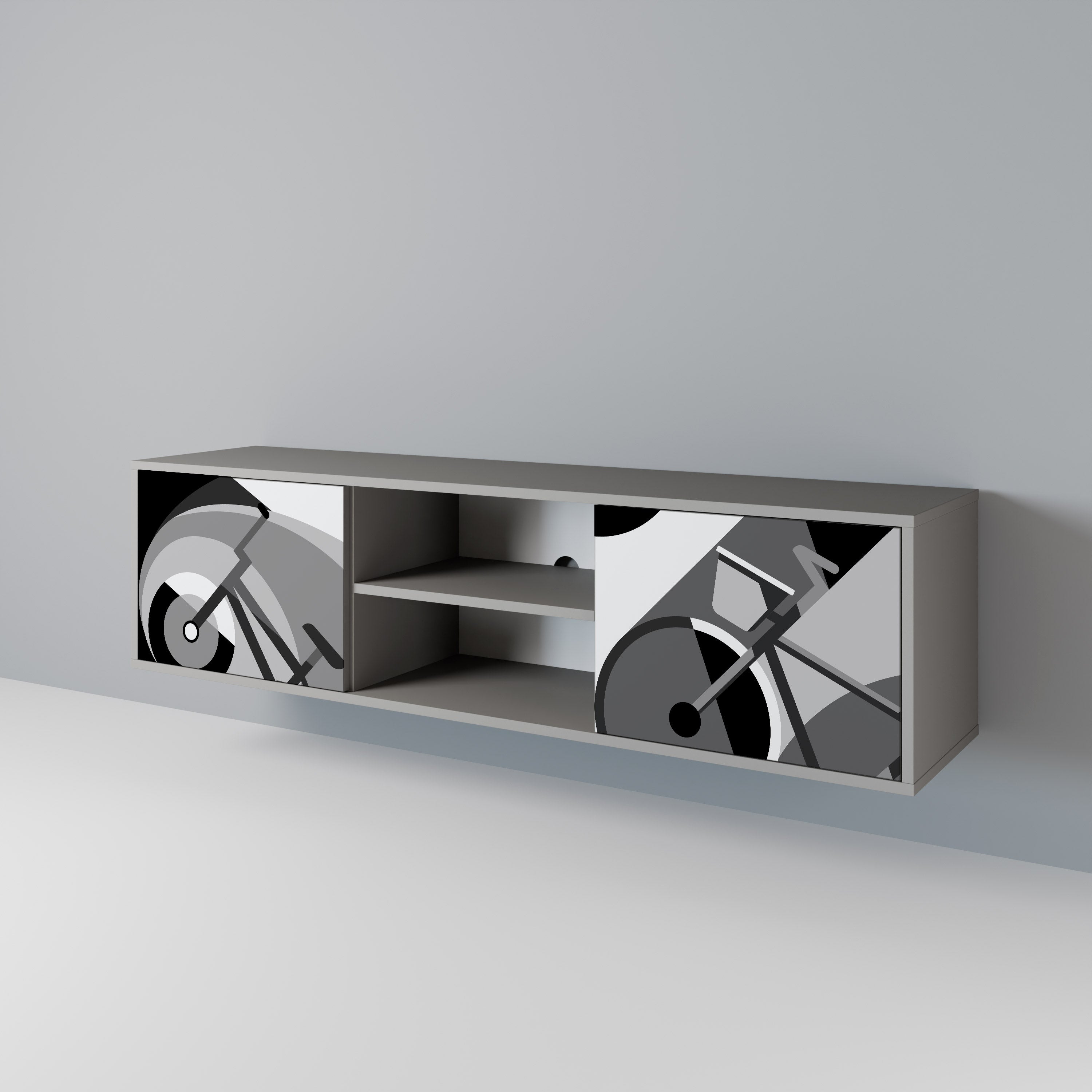 BIKE ENERGY 2-Door TV Stand in Grey Finish
